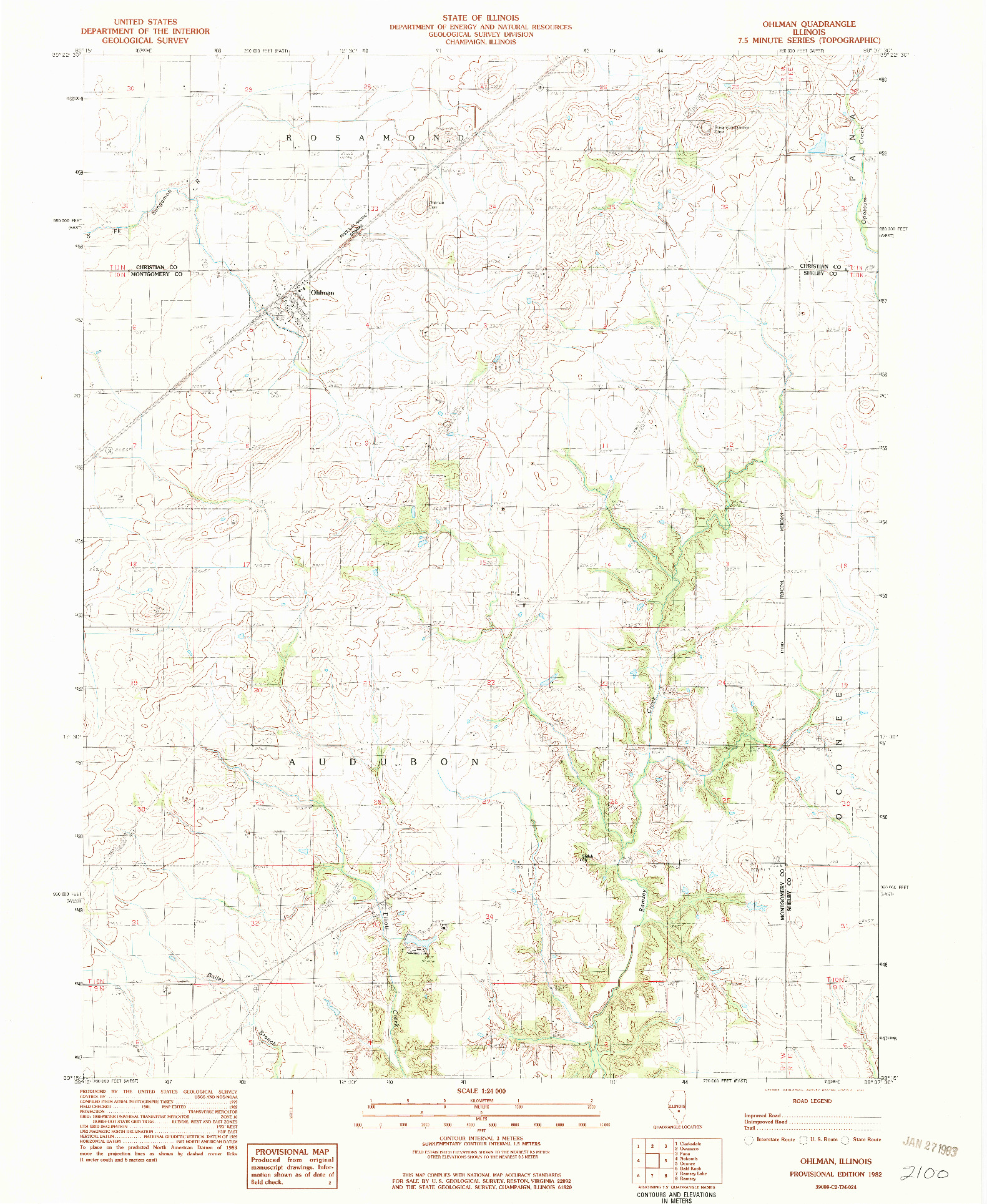 USGS 1:24000-SCALE QUADRANGLE FOR OHLMAN, IL 1982