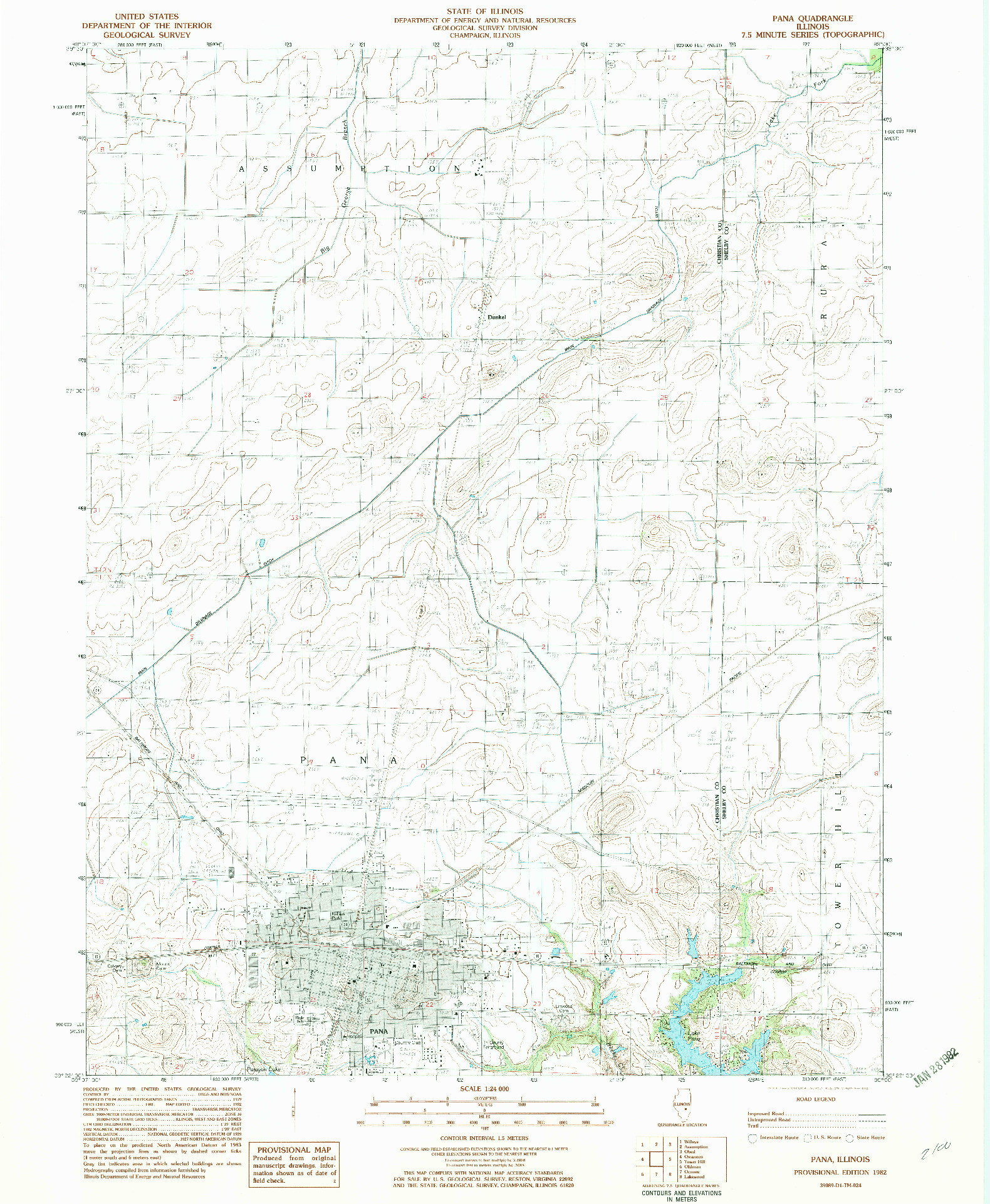 USGS 1:24000-SCALE QUADRANGLE FOR PANA, IL 1982