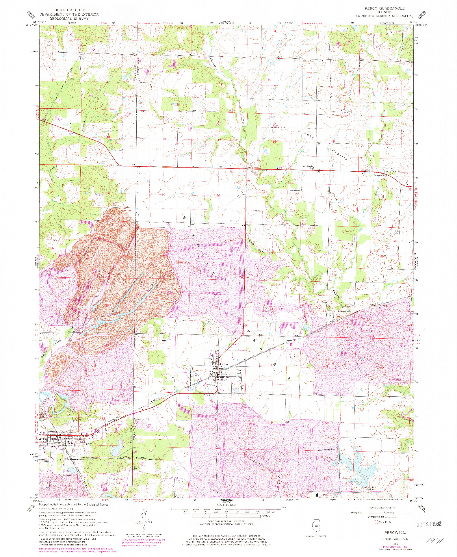 USGS 1:24000-SCALE QUADRANGLE FOR PERCY, IL 1965