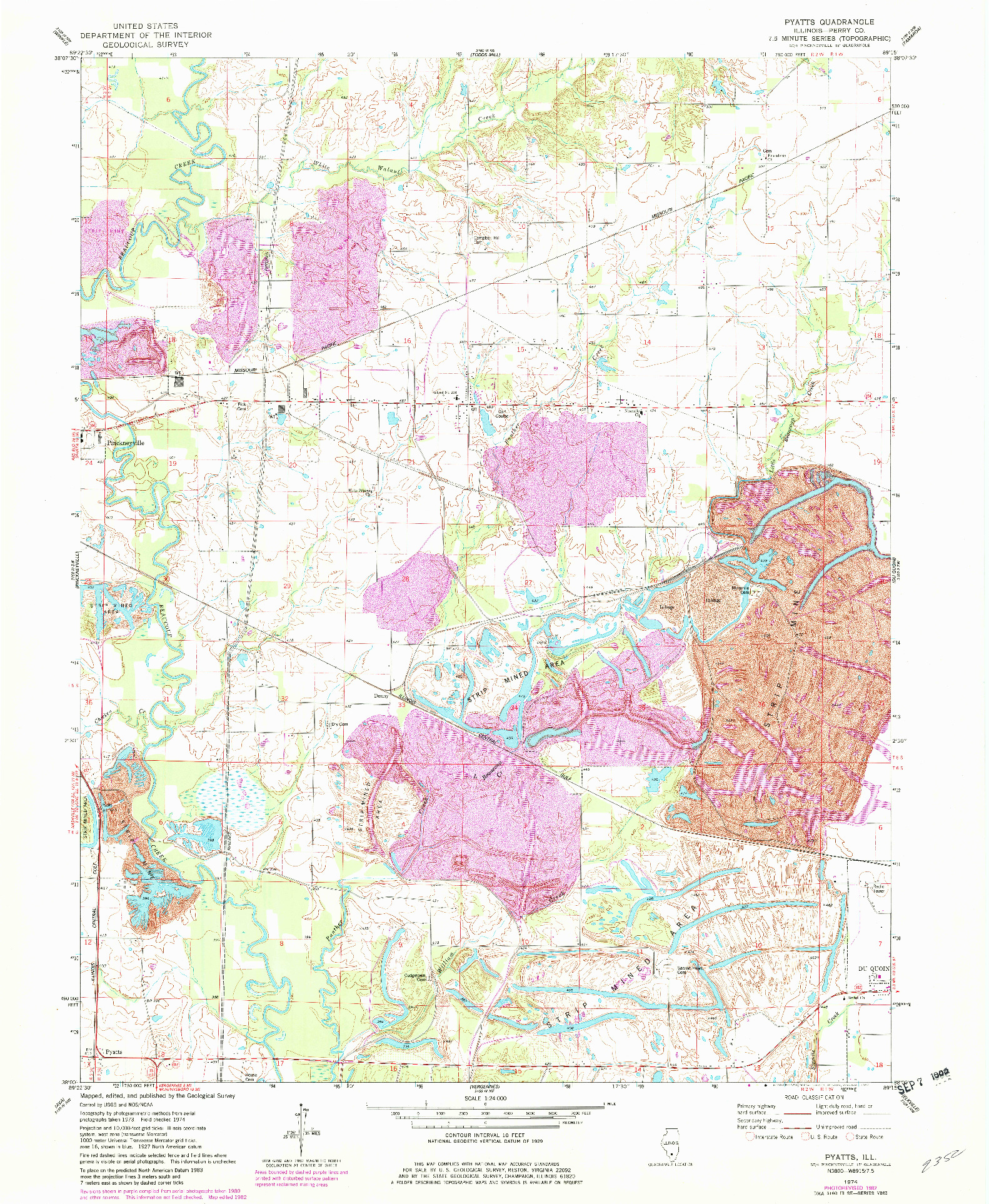 USGS 1:24000-SCALE QUADRANGLE FOR PYATTS, IL 1974