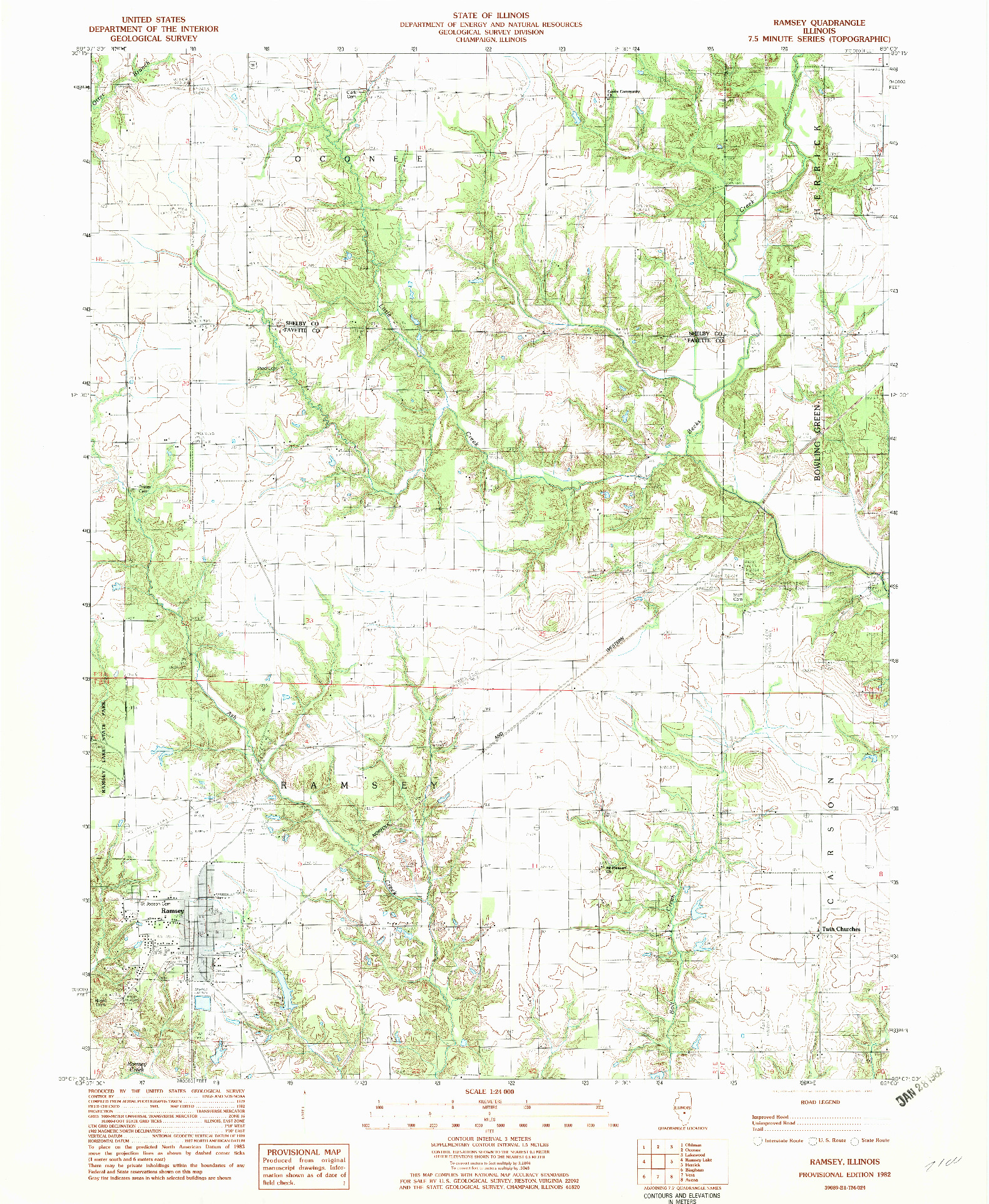 USGS 1:24000-SCALE QUADRANGLE FOR RAMSEY, IL 1982