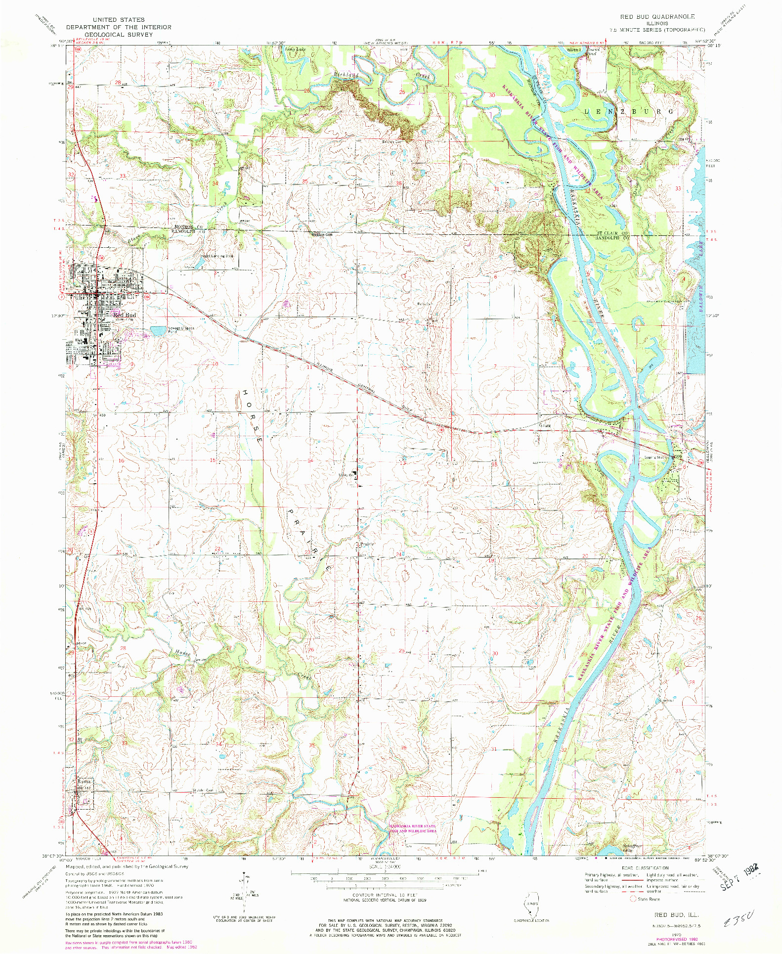 USGS 1:24000-SCALE QUADRANGLE FOR RED BUD, IL 1970