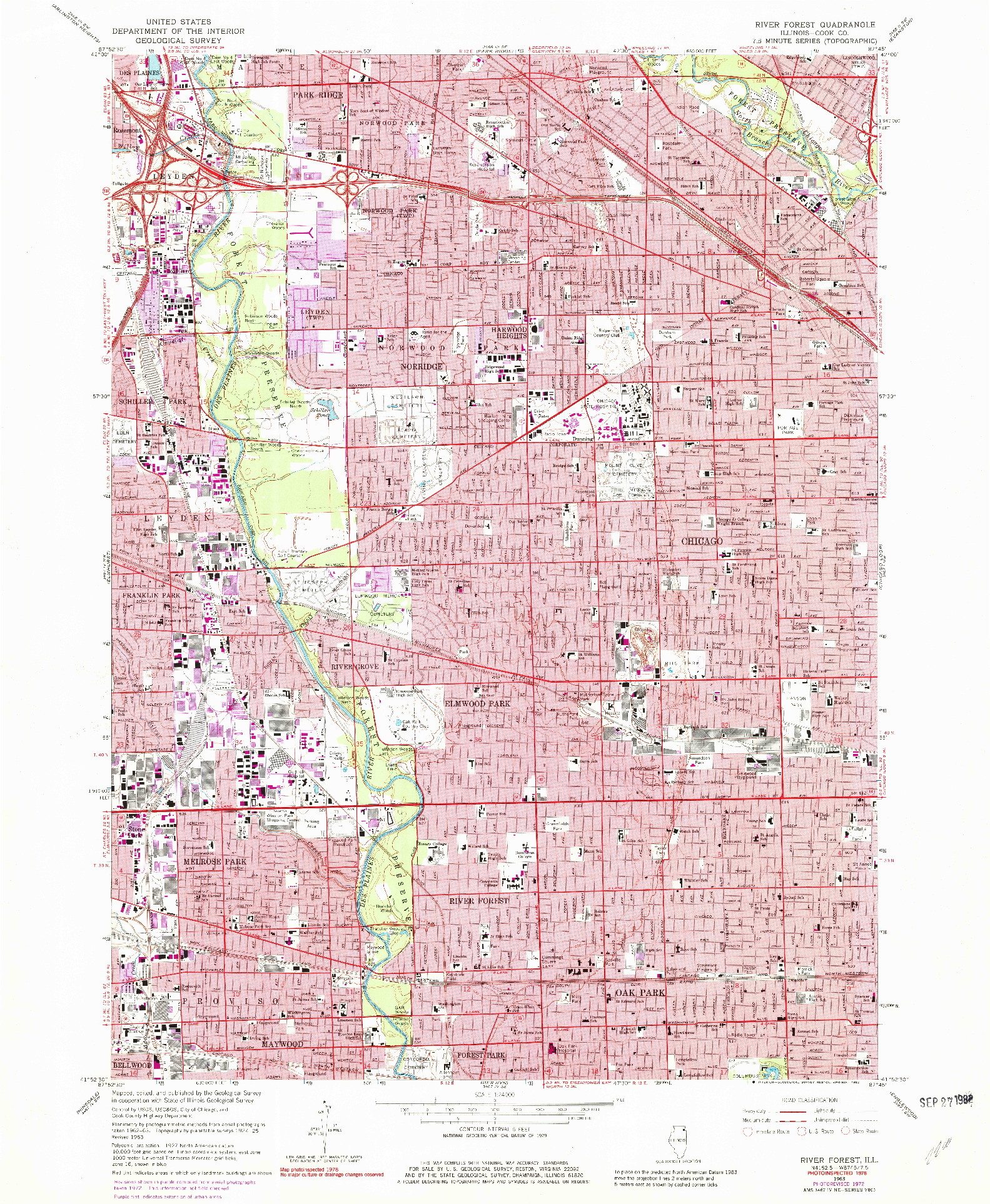 USGS 1:24000-SCALE QUADRANGLE FOR RIVER FOREST, IL 1963