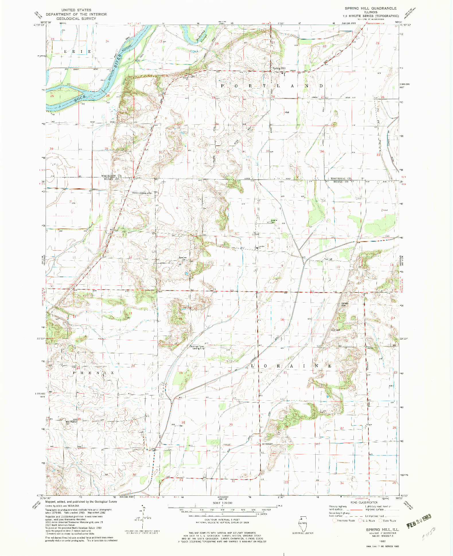 USGS 1:24000-SCALE QUADRANGLE FOR SPRING HILL, IL 1982