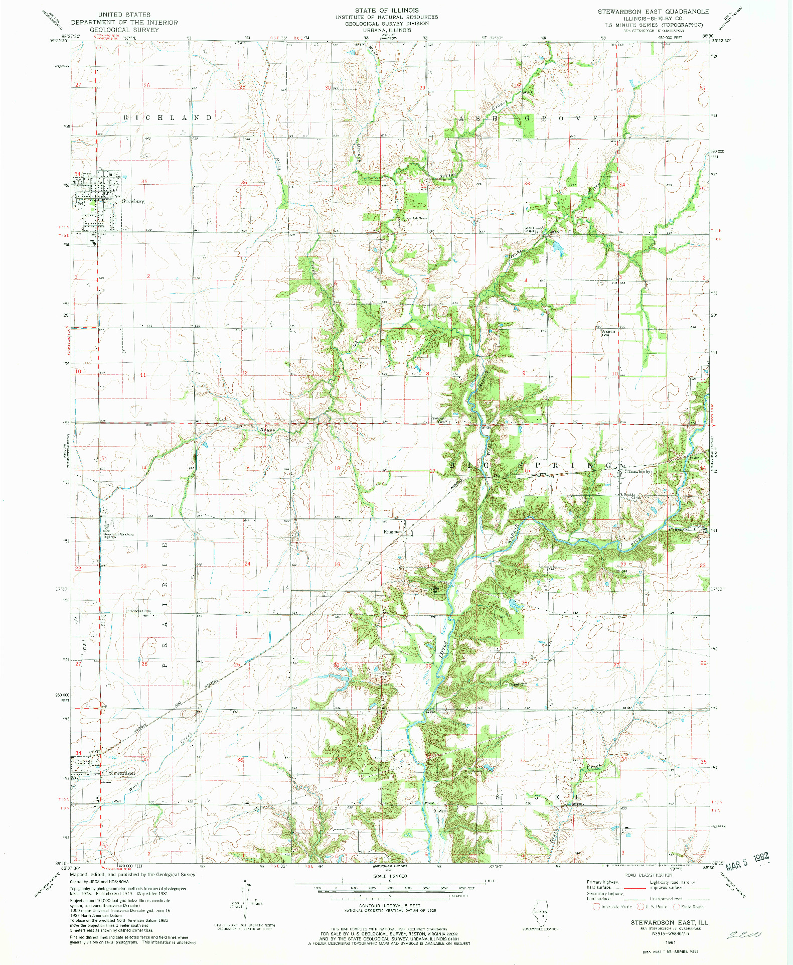 USGS 1:24000-SCALE QUADRANGLE FOR STEWARDSON EAST, IL 1981