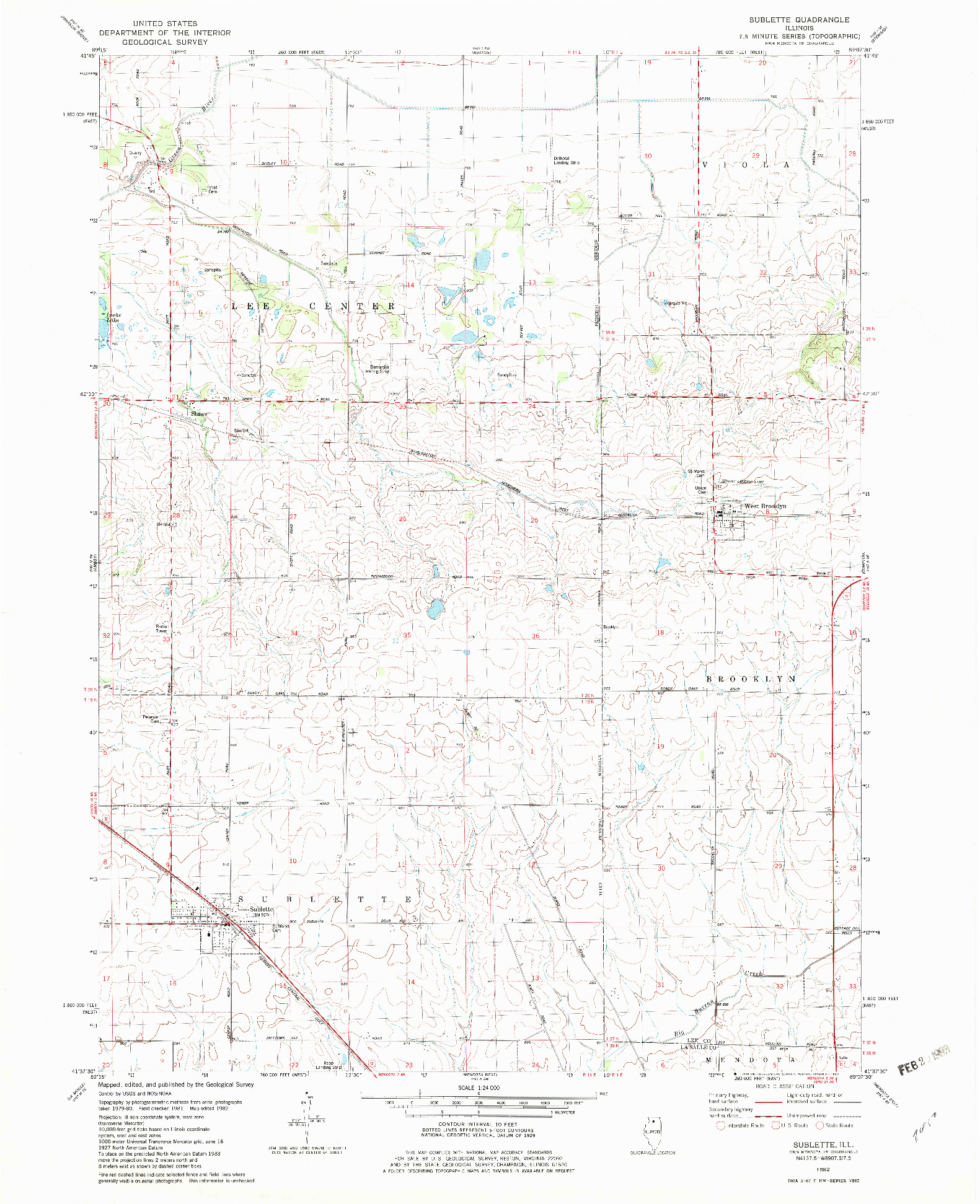 USGS 1:24000-SCALE QUADRANGLE FOR SUBLETTE, IL 1982