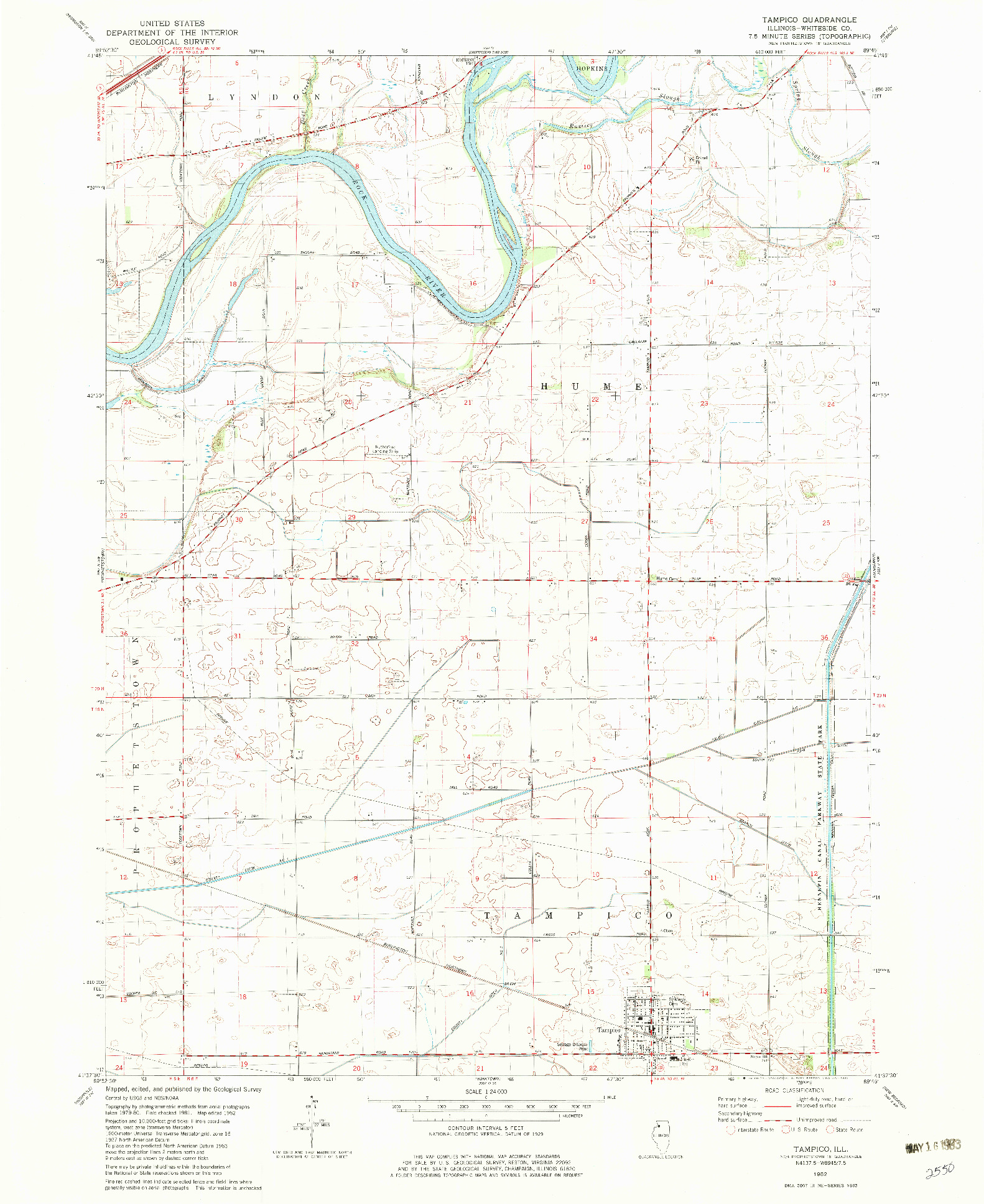 USGS 1:24000-SCALE QUADRANGLE FOR TAMPICO, IL 1982