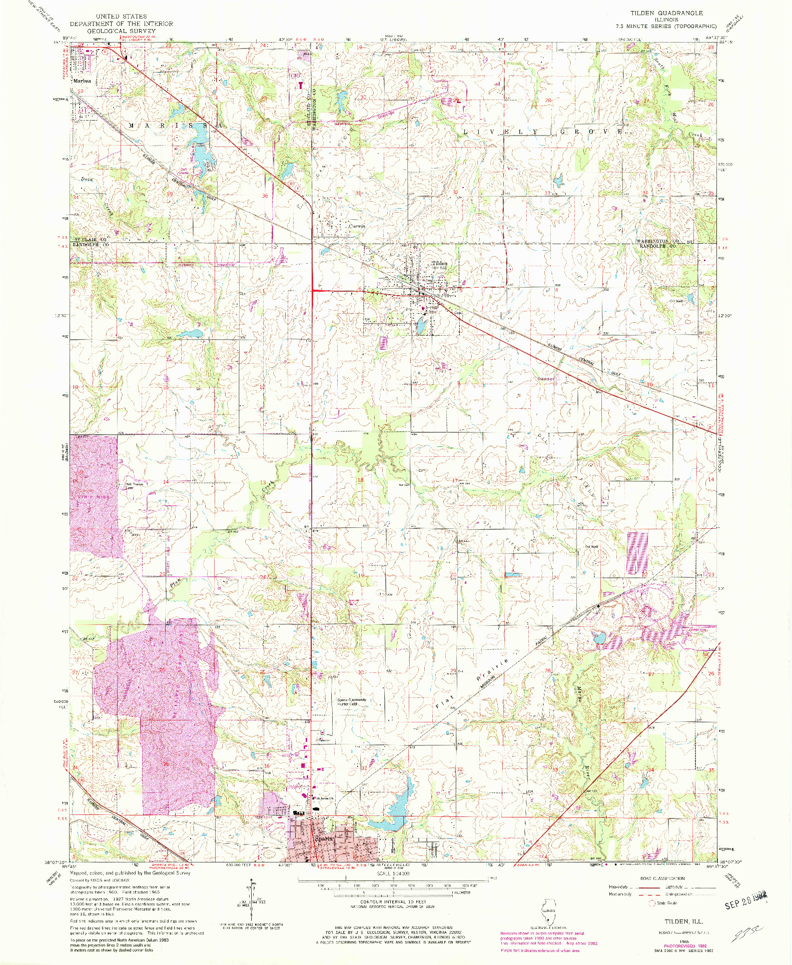 USGS 1:24000-SCALE QUADRANGLE FOR TILDEN, IL 1965