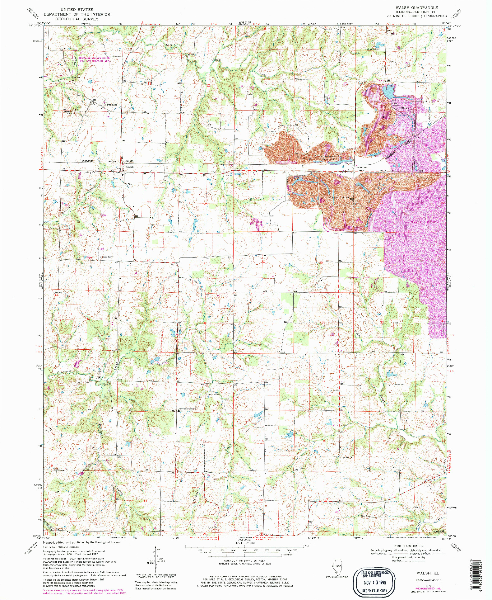 USGS 1:24000-SCALE QUADRANGLE FOR WALSH, IL 1970