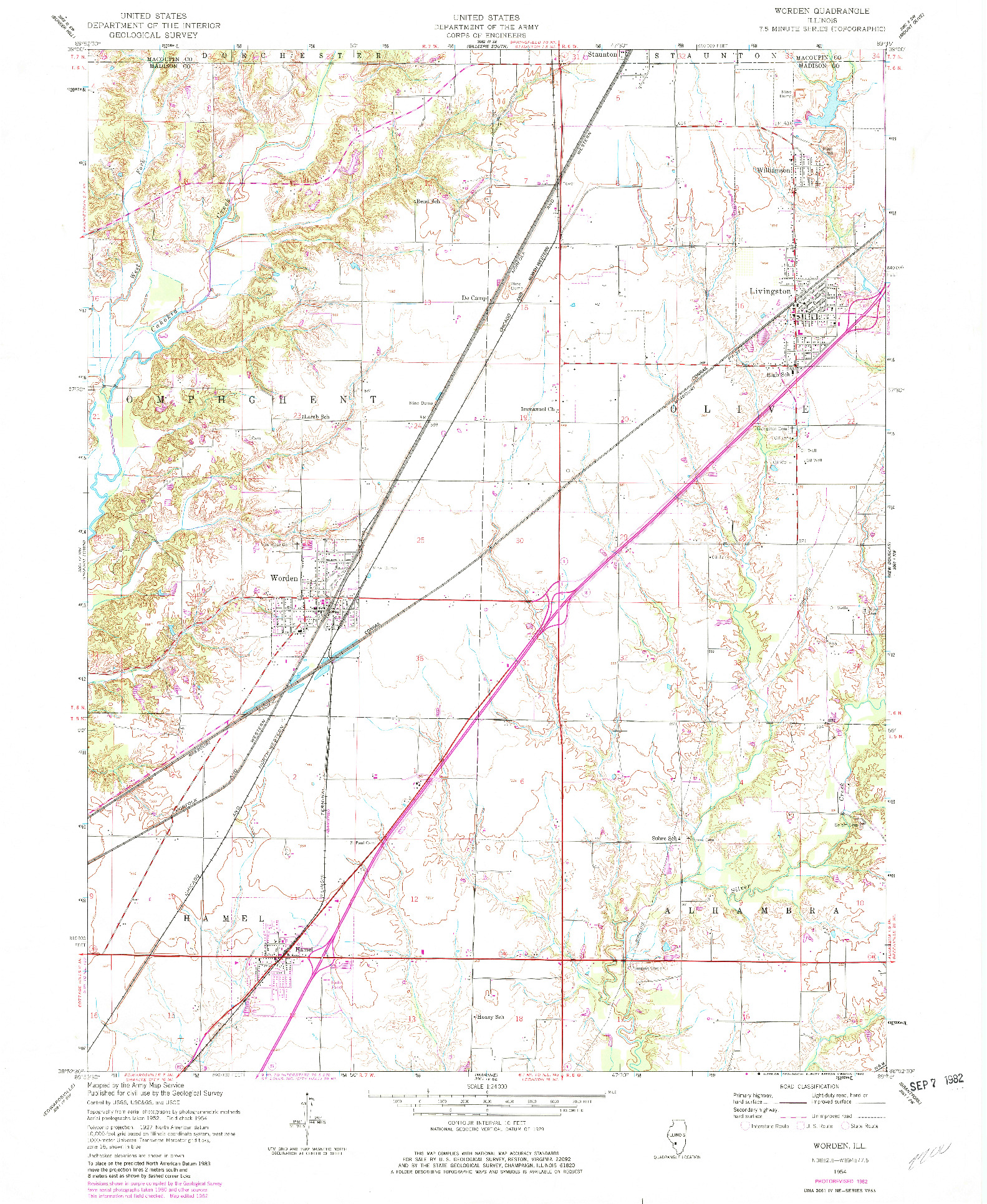 USGS 1:24000-SCALE QUADRANGLE FOR WORDEN, IL 1954