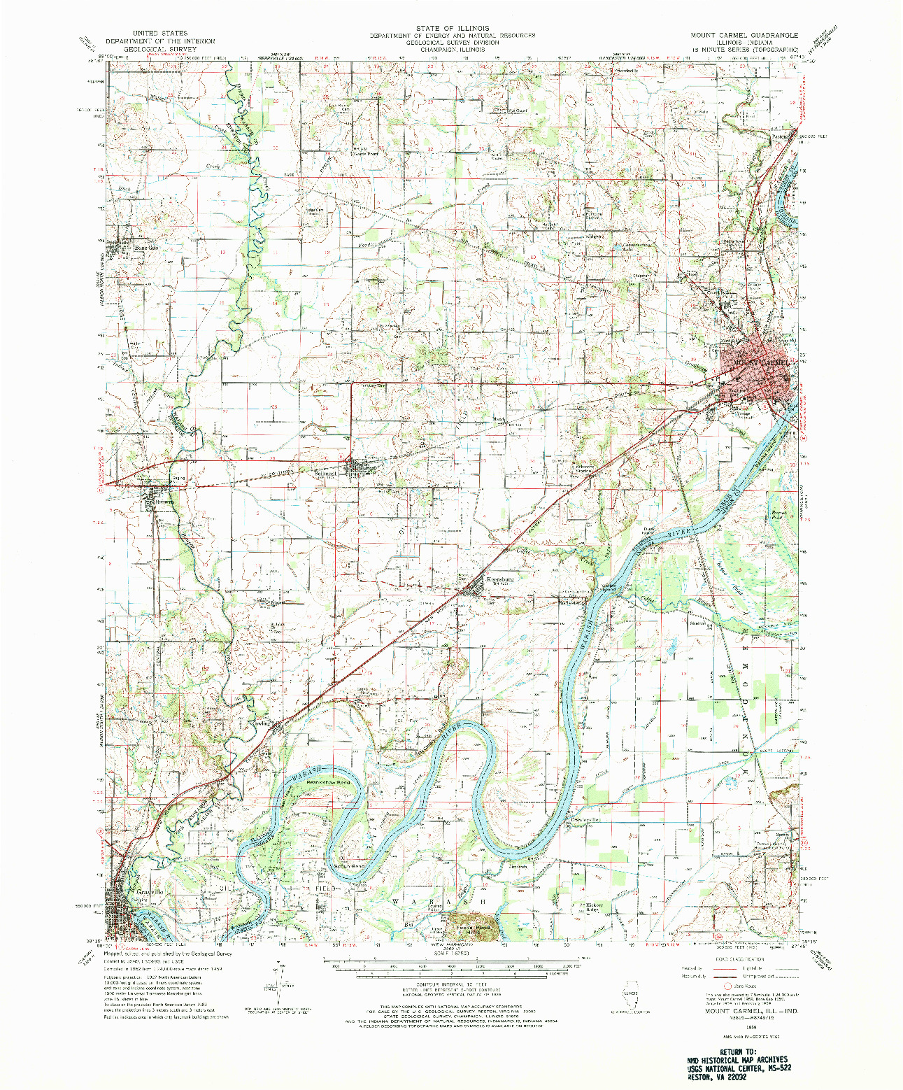 USGS 1:62500-SCALE QUADRANGLE FOR MOUNT CARMEL, IL 1959