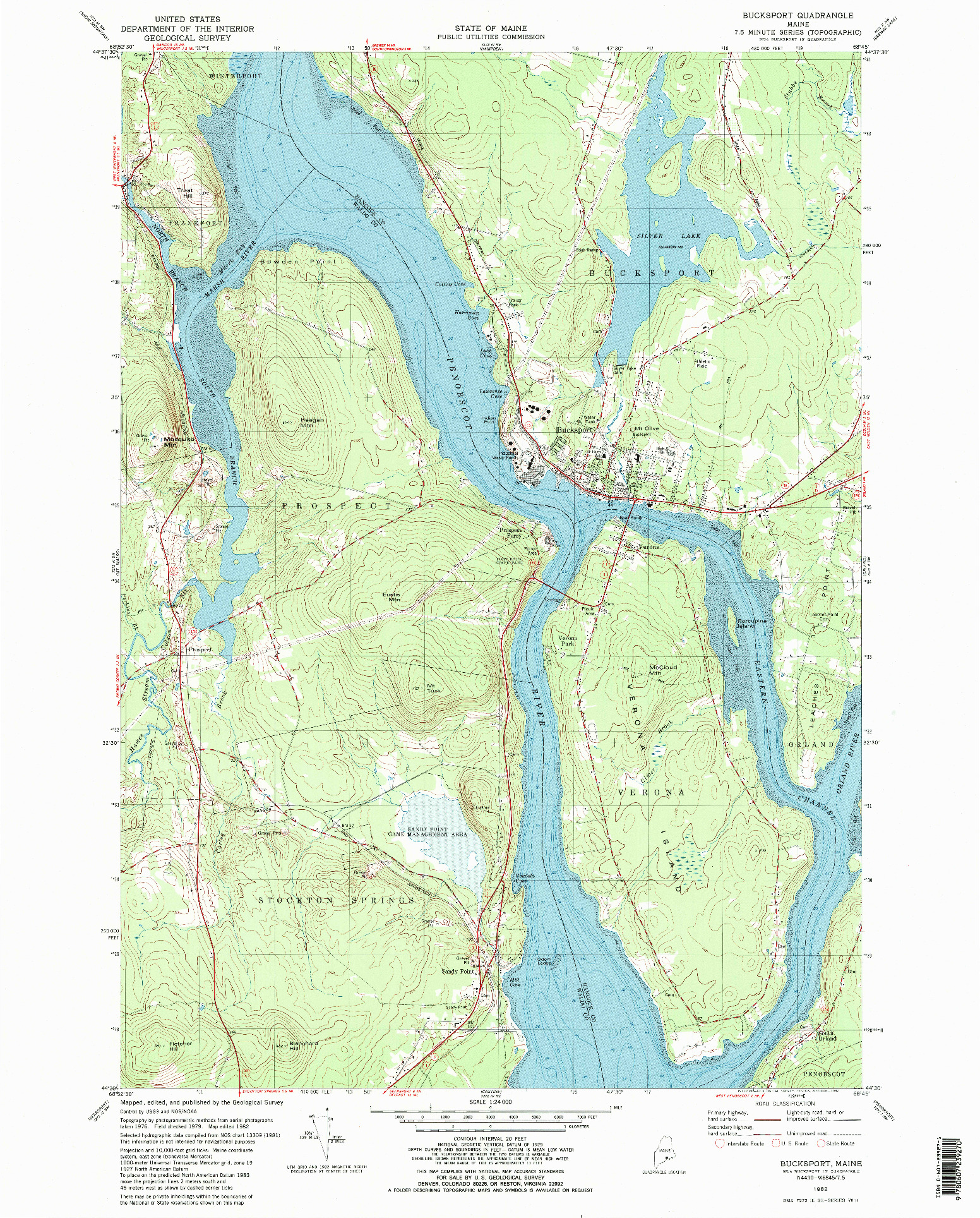 USGS 1:24000-SCALE QUADRANGLE FOR BUCKSPORT, ME 1982