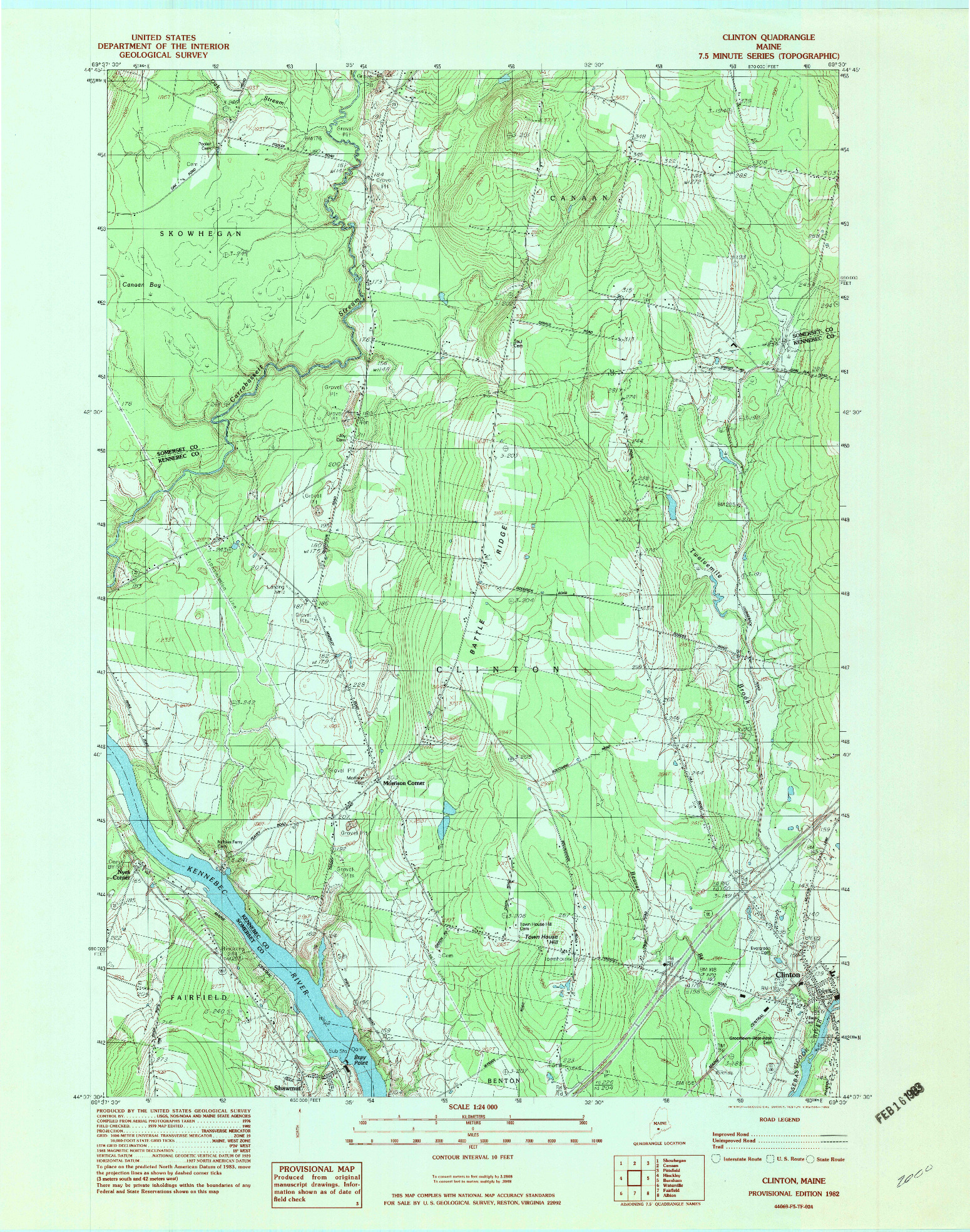 USGS 1:24000-SCALE QUADRANGLE FOR CLINTON, ME 1982
