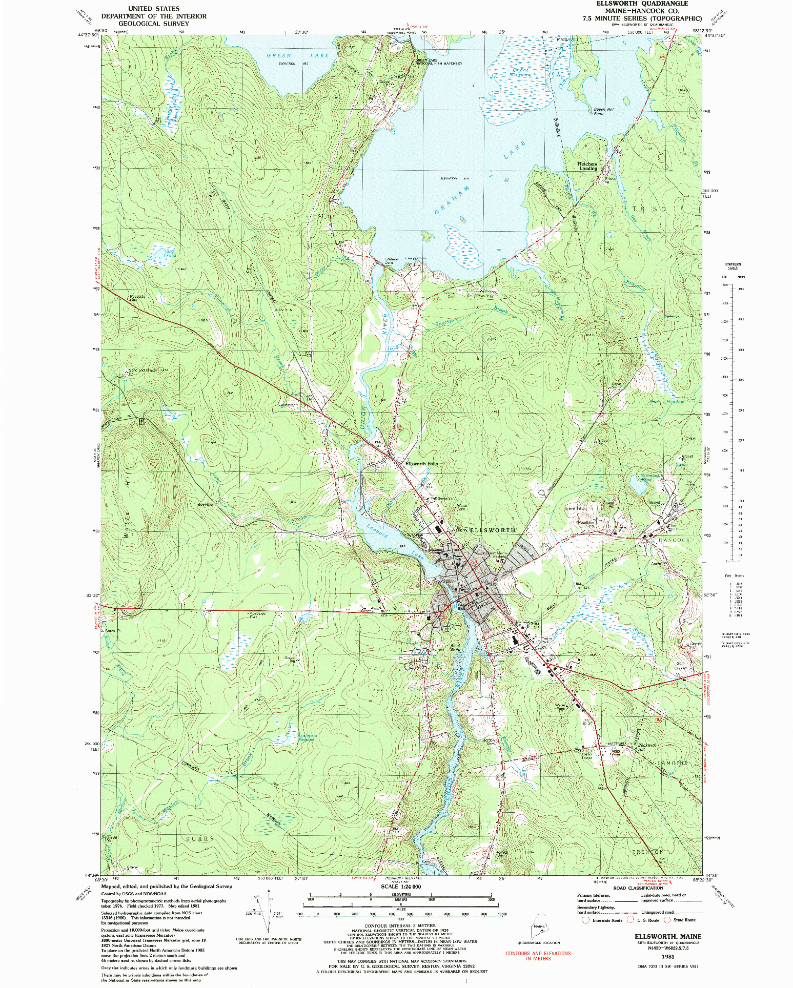 USGS 1:24000-SCALE QUADRANGLE FOR ELLSWORTH, ME 1981