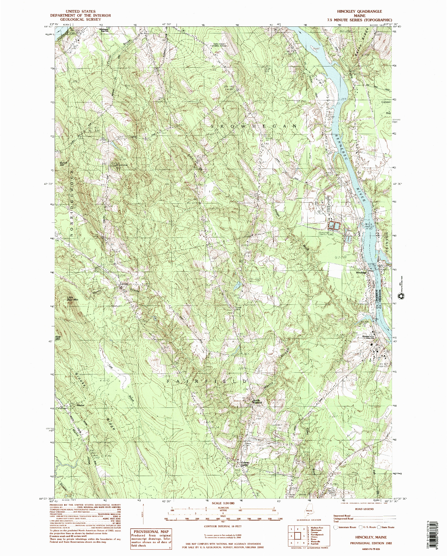 USGS 1:24000-SCALE QUADRANGLE FOR HINCKLEY, ME 1982