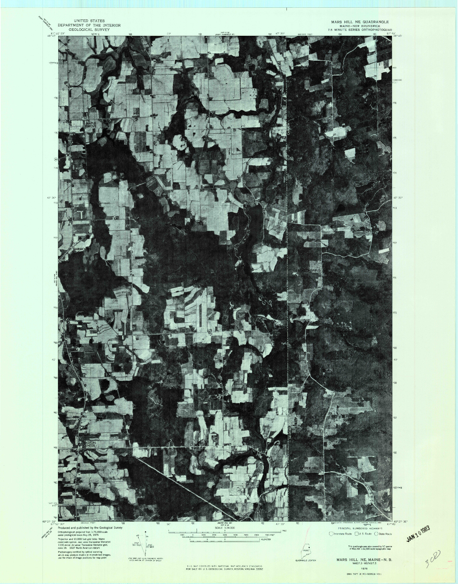 USGS 1:24000-SCALE QUADRANGLE FOR MARS HILL NE, ME 1975