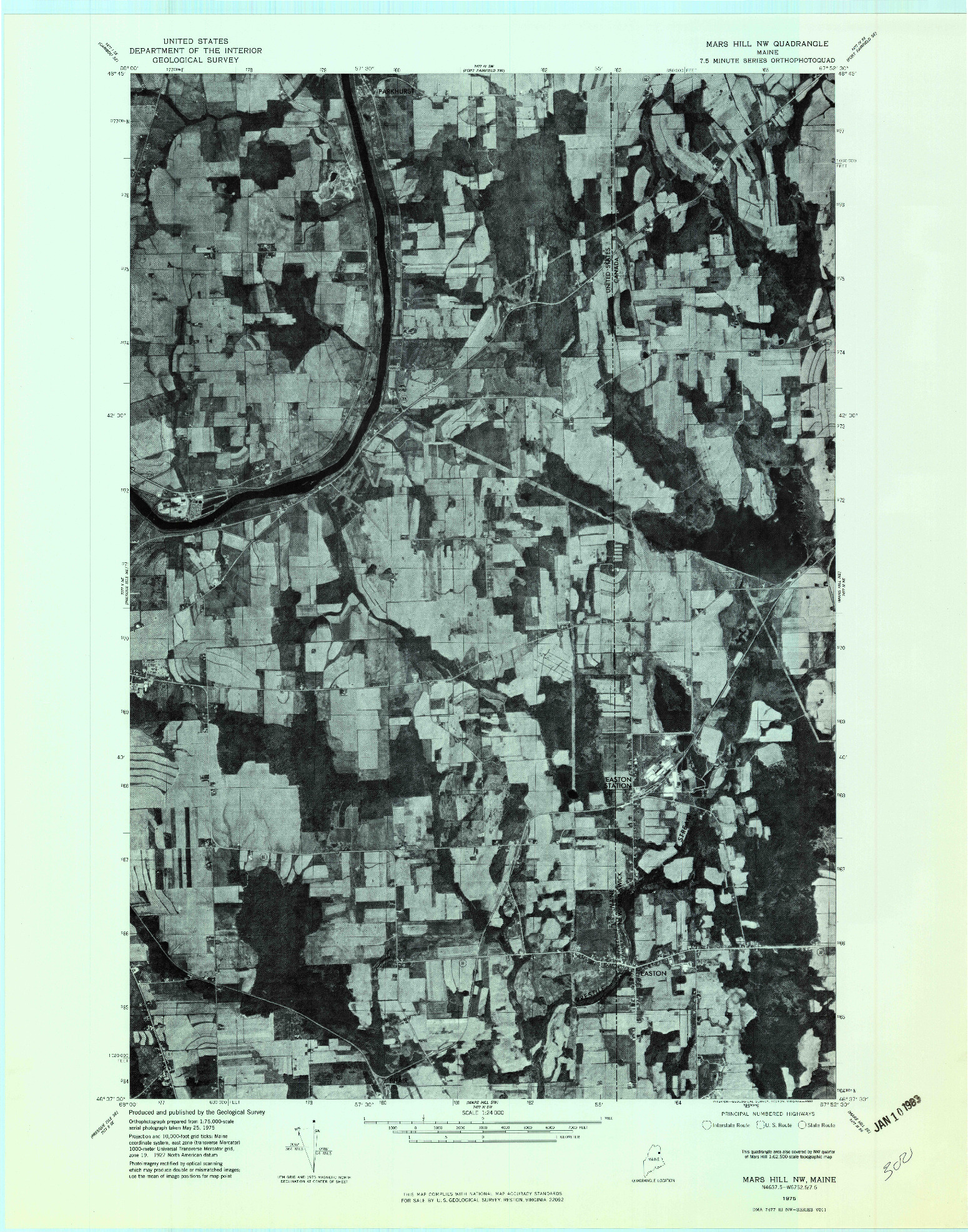 USGS 1:24000-SCALE QUADRANGLE FOR MARS HILL NW, ME 1975