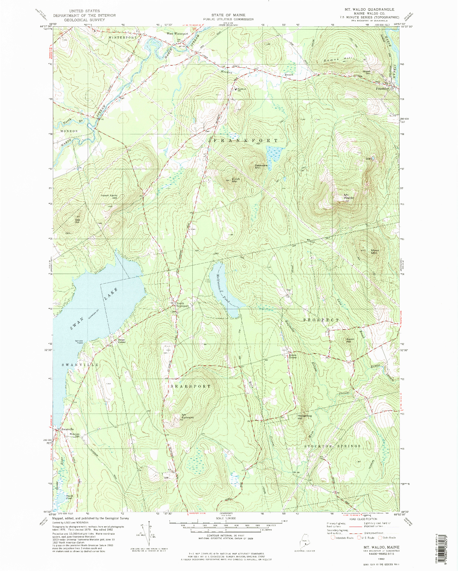 USGS 1:24000-SCALE QUADRANGLE FOR MT WALDO, ME 1982