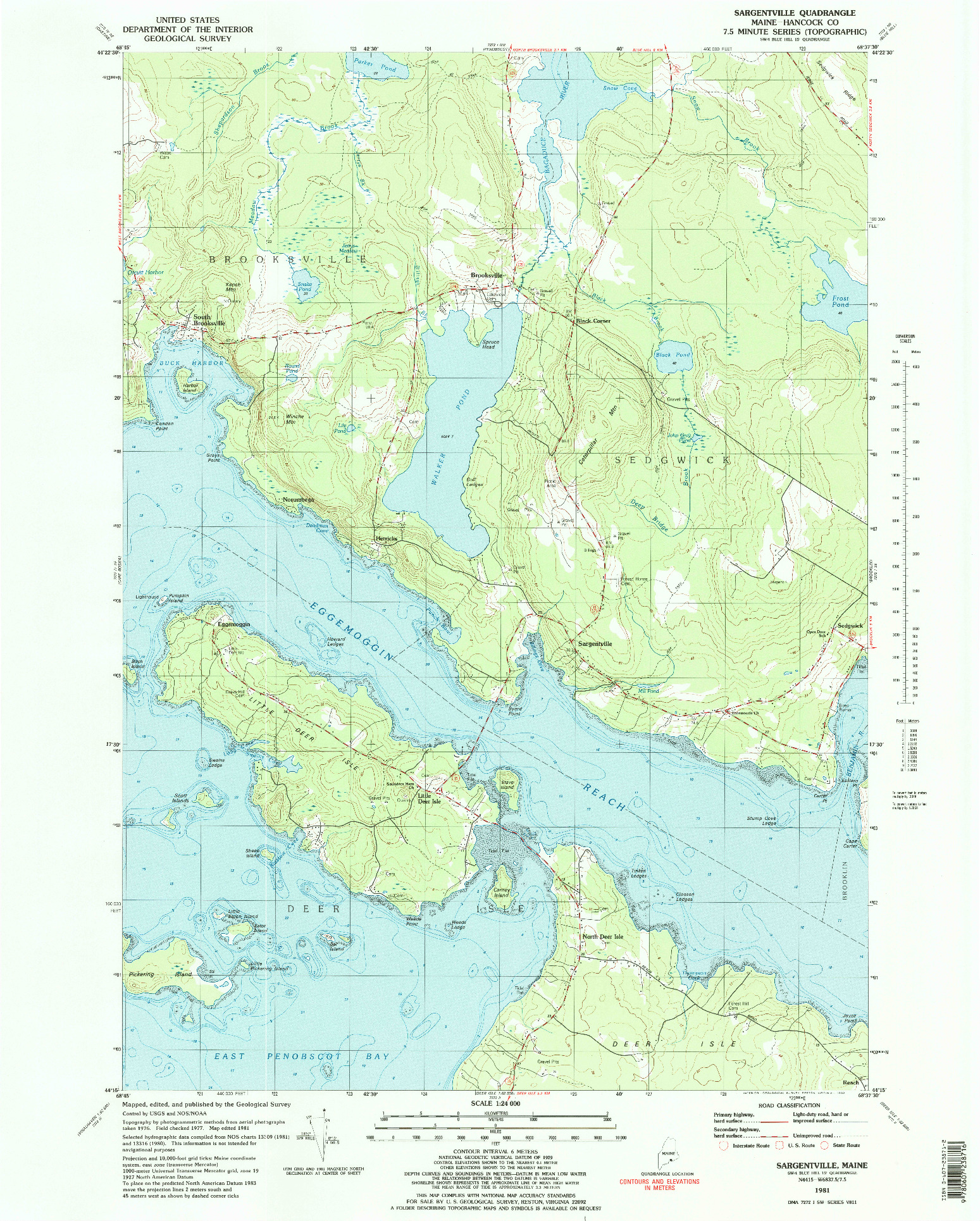 USGS 1:24000-SCALE QUADRANGLE FOR SARGENTVILLE, ME 1981