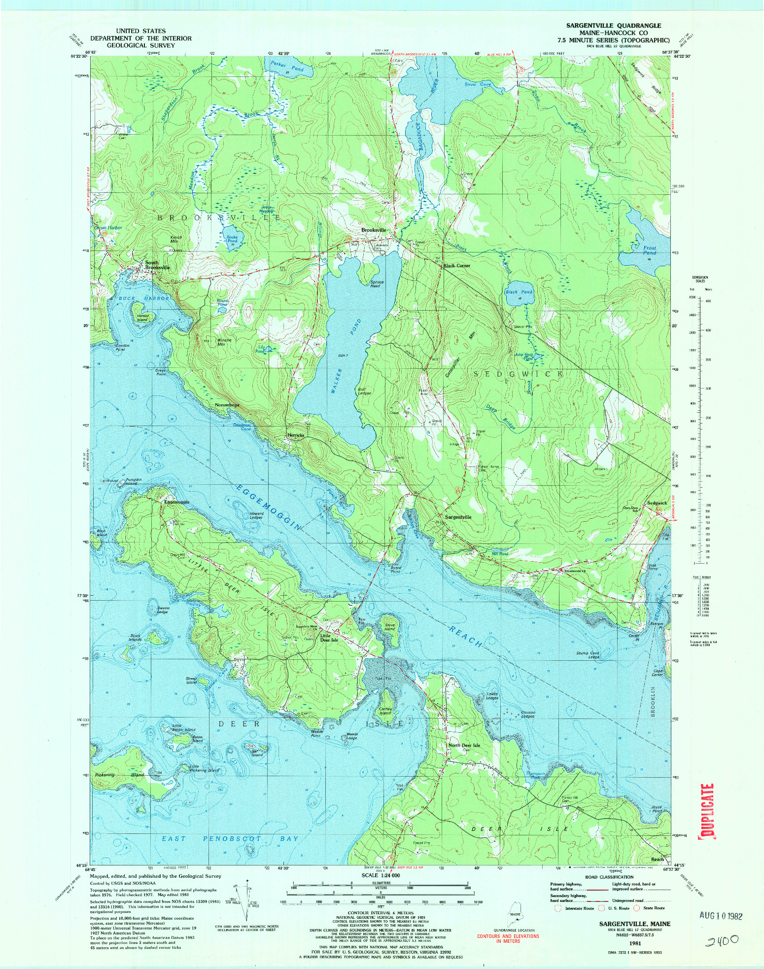 USGS 1:24000-SCALE QUADRANGLE FOR SARGENTVILLE, ME 1981