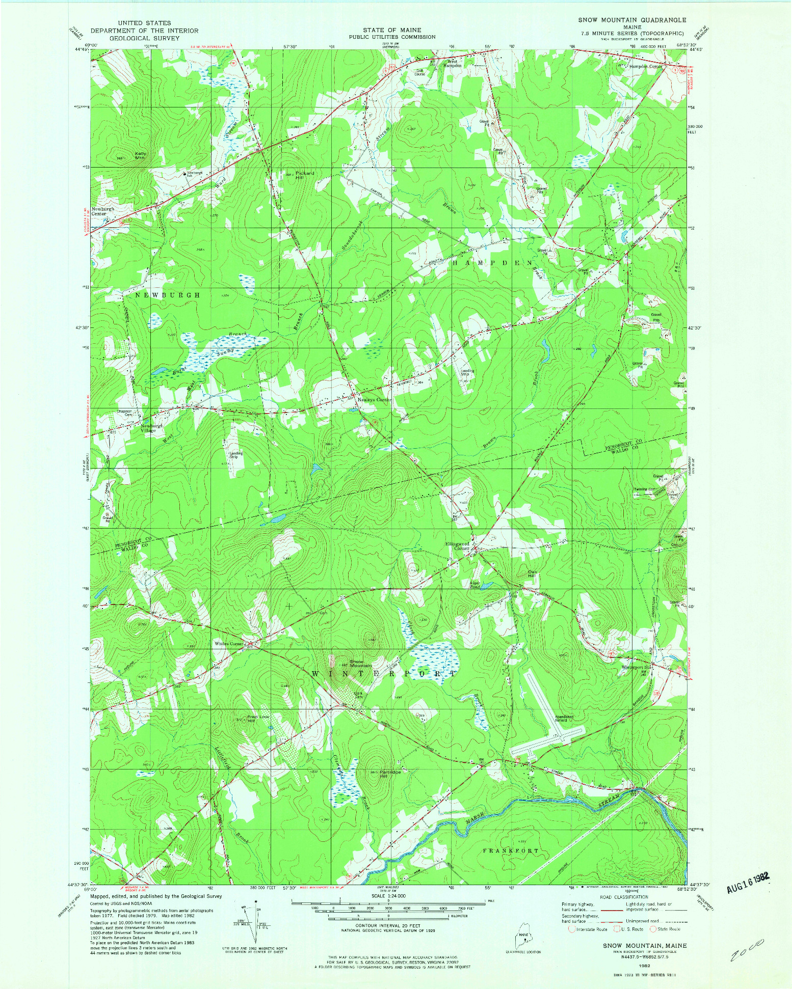 USGS 1:24000-SCALE QUADRANGLE FOR SNOW MOUNTAIN, ME 1982