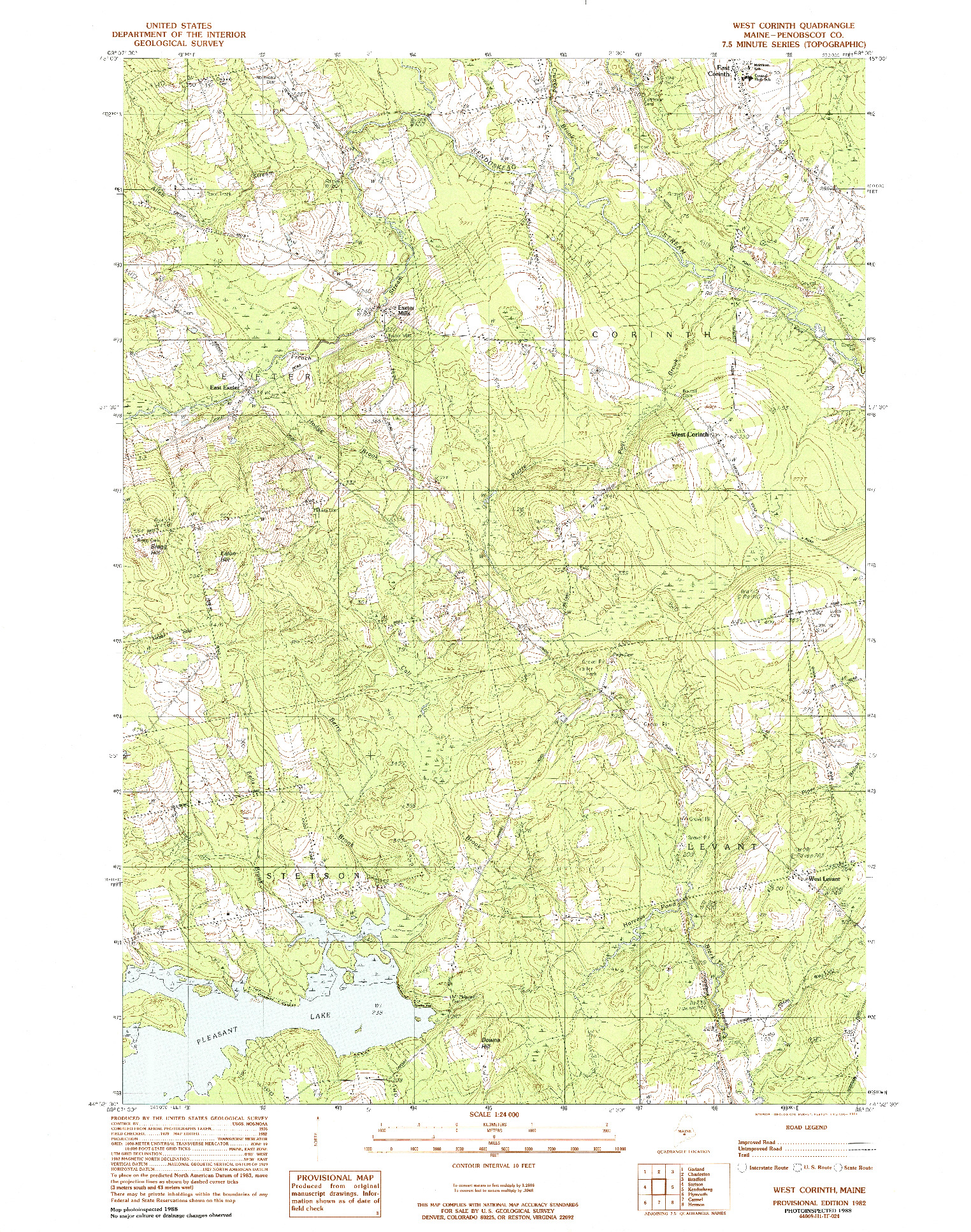 USGS 1:24000-SCALE QUADRANGLE FOR WEST CORINTH, ME 1981