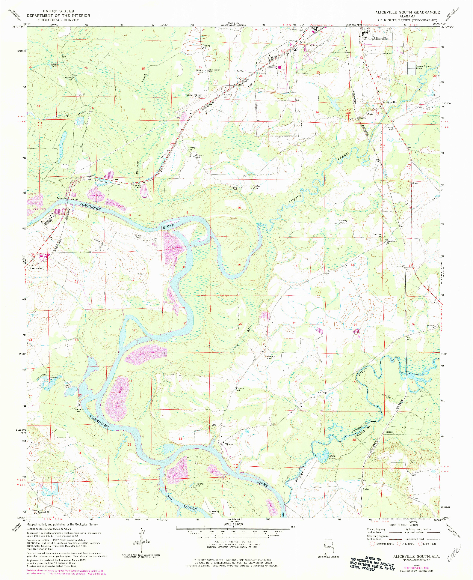 USGS 1:24000-SCALE QUADRANGLE FOR ALICEVILLE SOUTH, AL 1970