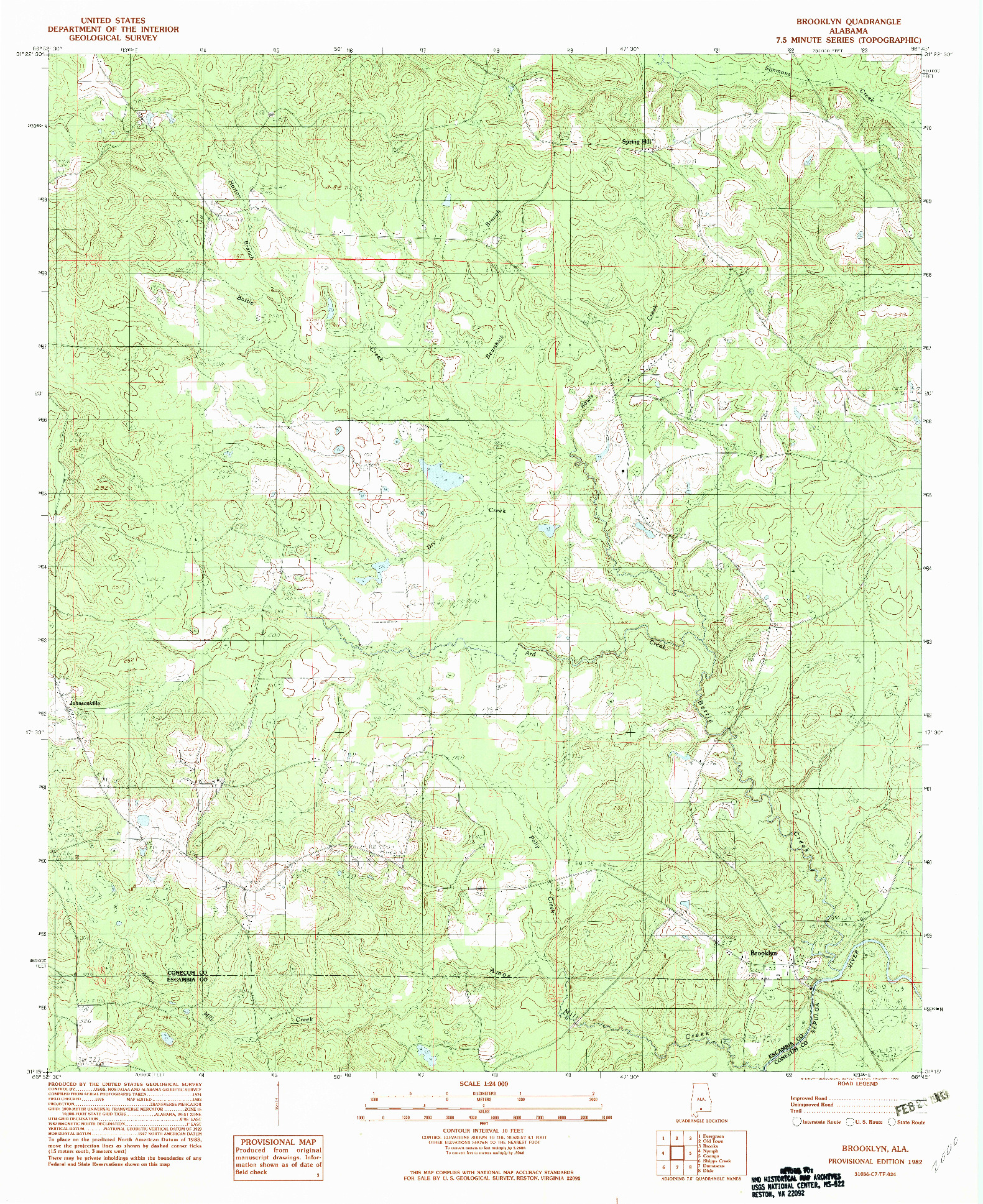 USGS 1:24000-SCALE QUADRANGLE FOR BROOKLYN, AL 1982