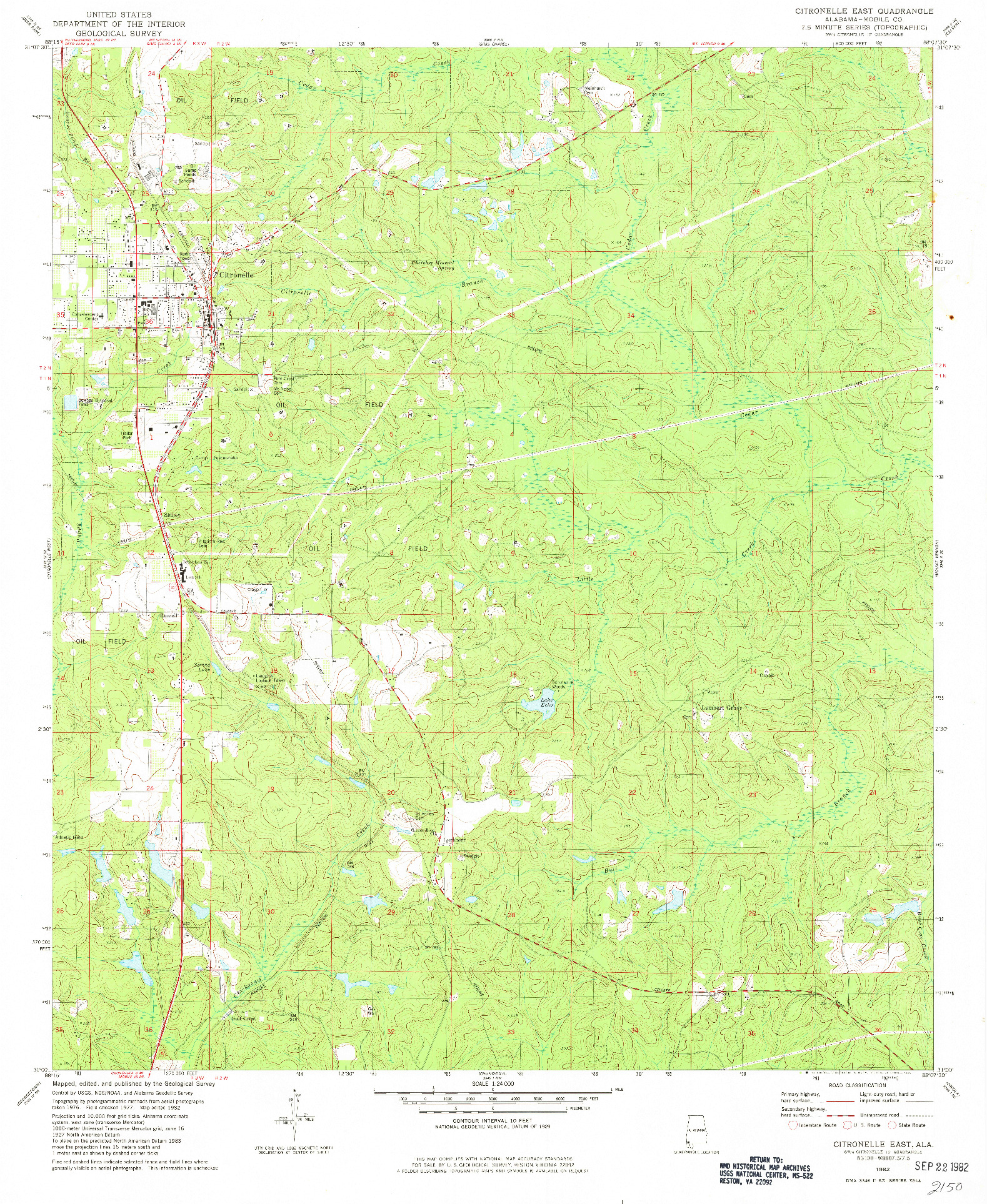USGS 1:24000-SCALE QUADRANGLE FOR CITRONELLE EAST, AL 1982