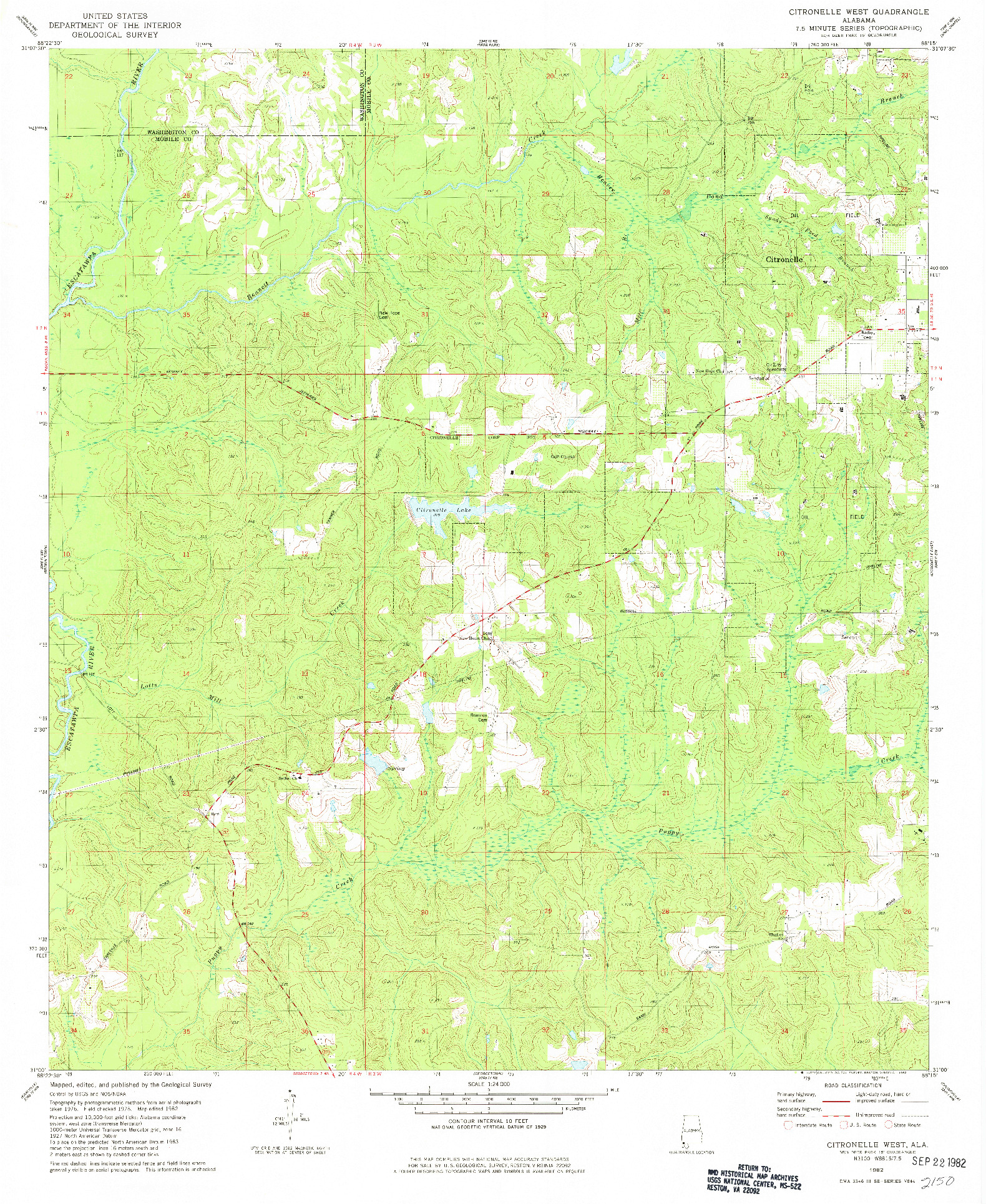 USGS 1:24000-SCALE QUADRANGLE FOR CITRONELLE WEST, AL 1982