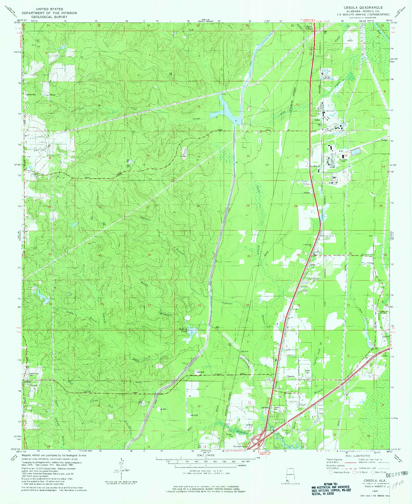 USGS 1:24000-SCALE QUADRANGLE FOR CREOLA, AL 1982