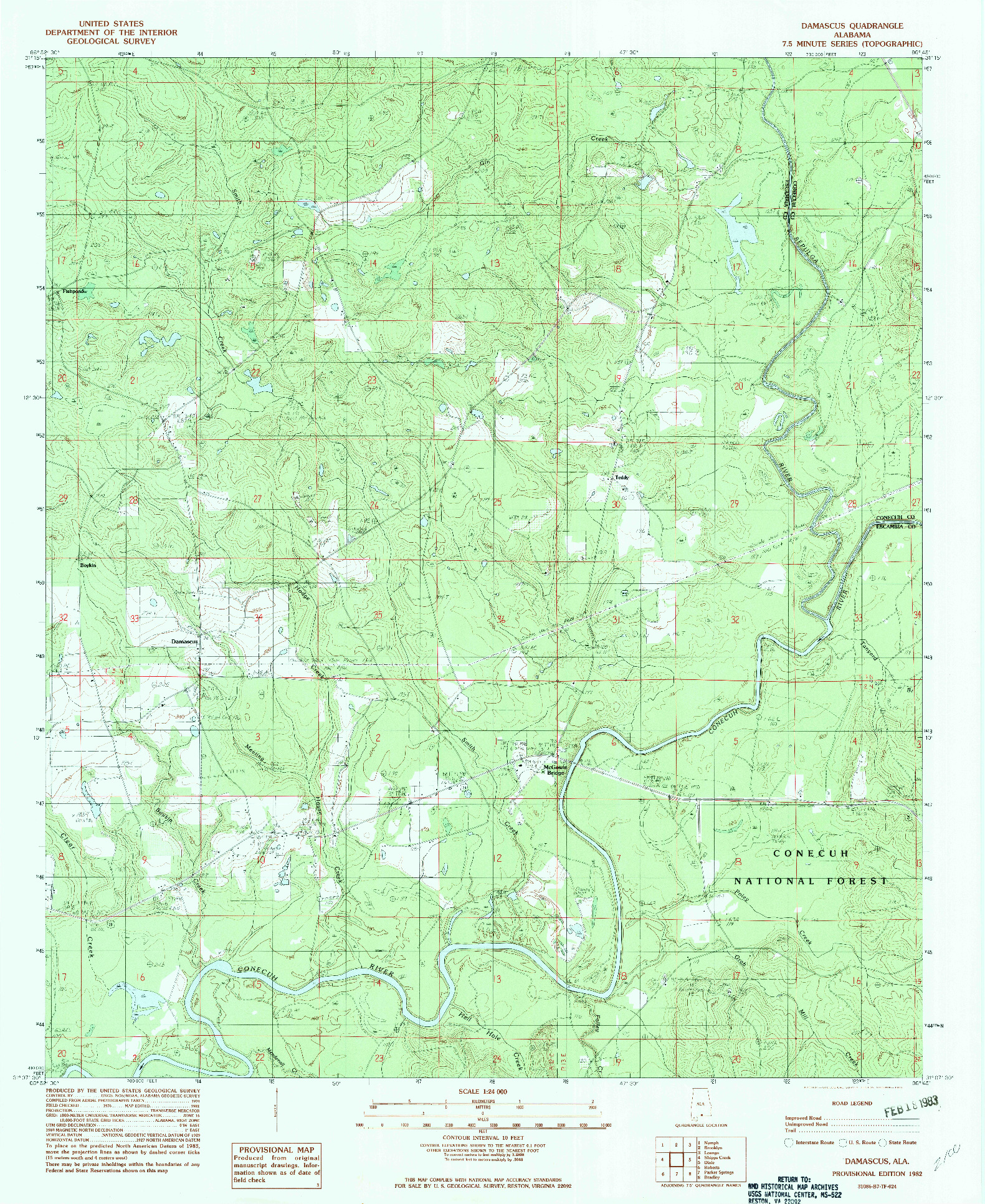 USGS 1:24000-SCALE QUADRANGLE FOR DAMASCUS, AL 1982