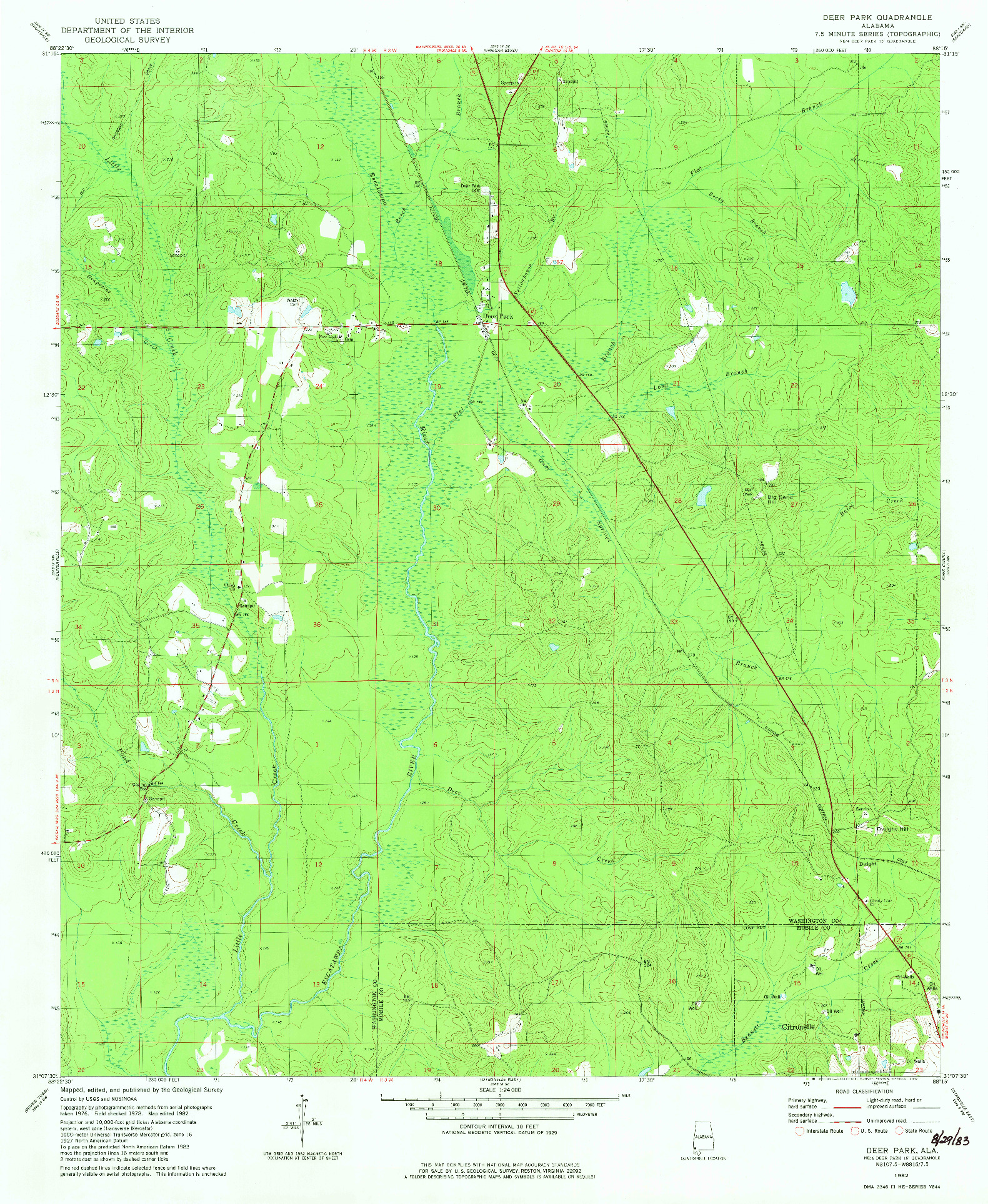 USGS 1:24000-SCALE QUADRANGLE FOR DEER PARK, AL 1982