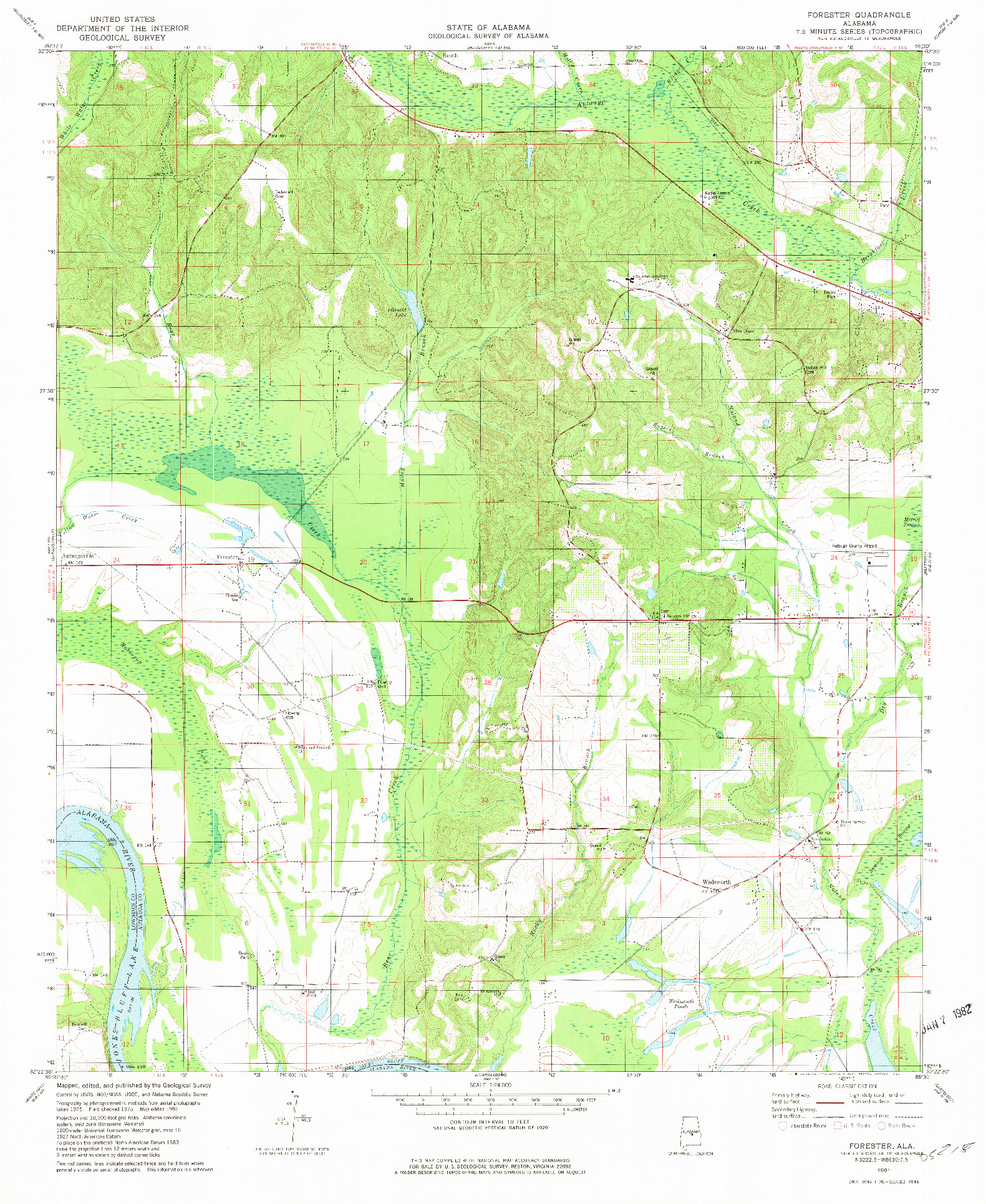 USGS 1:24000-SCALE QUADRANGLE FOR FORESTER, AL 1981