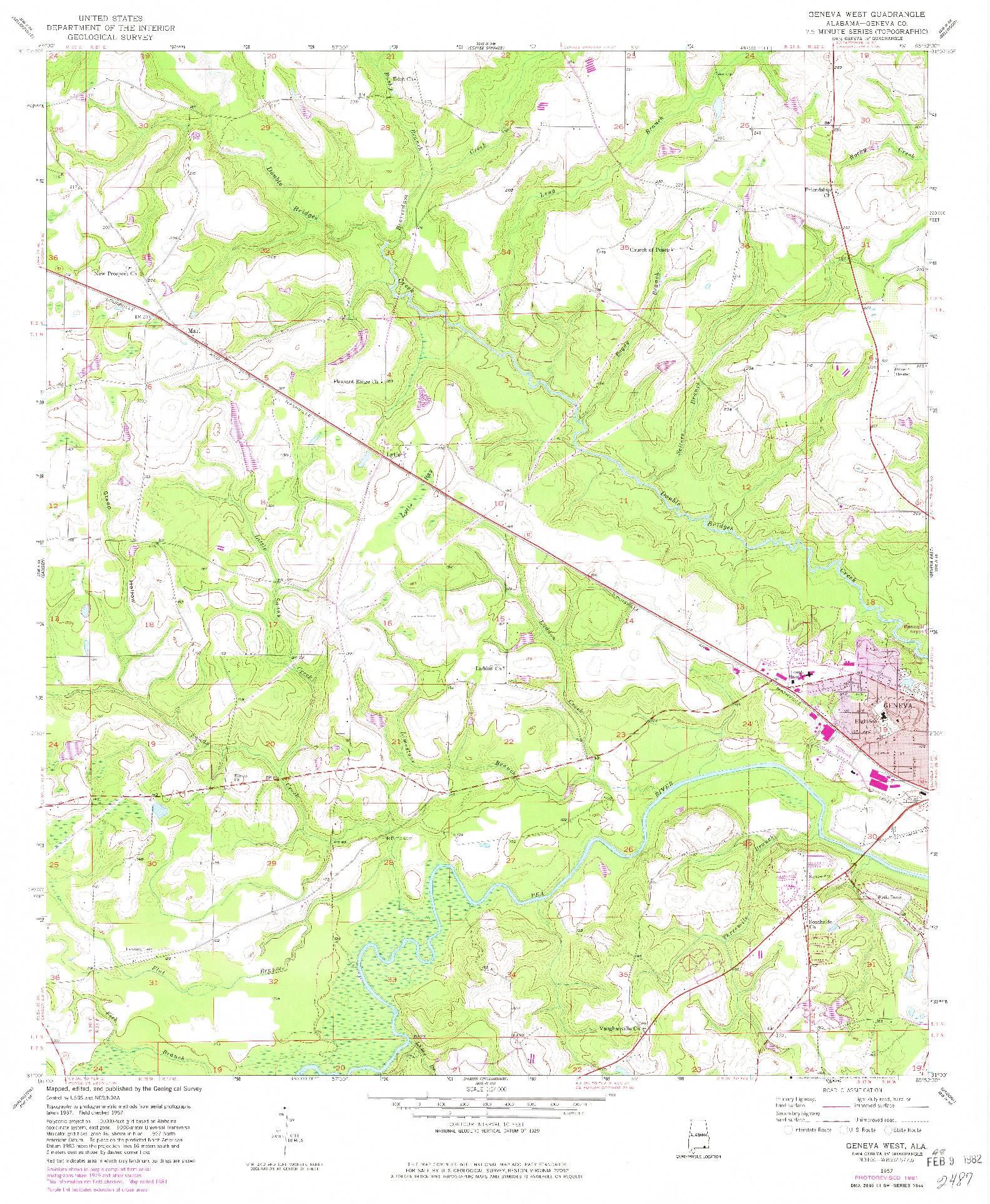 USGS 1:24000-SCALE QUADRANGLE FOR GENEVA WEST, AL 1957