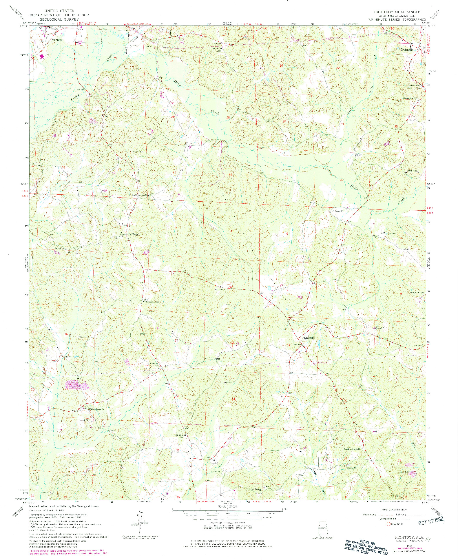 USGS 1:24000-SCALE QUADRANGLE FOR HIGHTOGY, AL 1967