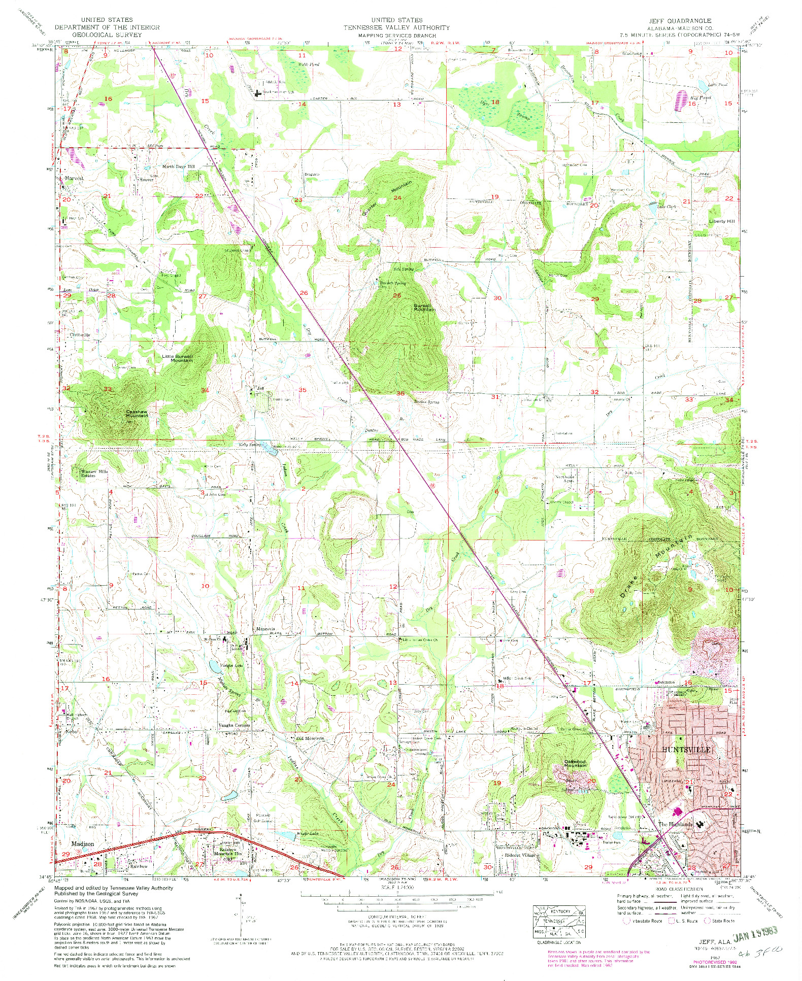 USGS 1:24000-SCALE QUADRANGLE FOR JEFF, AL 1967