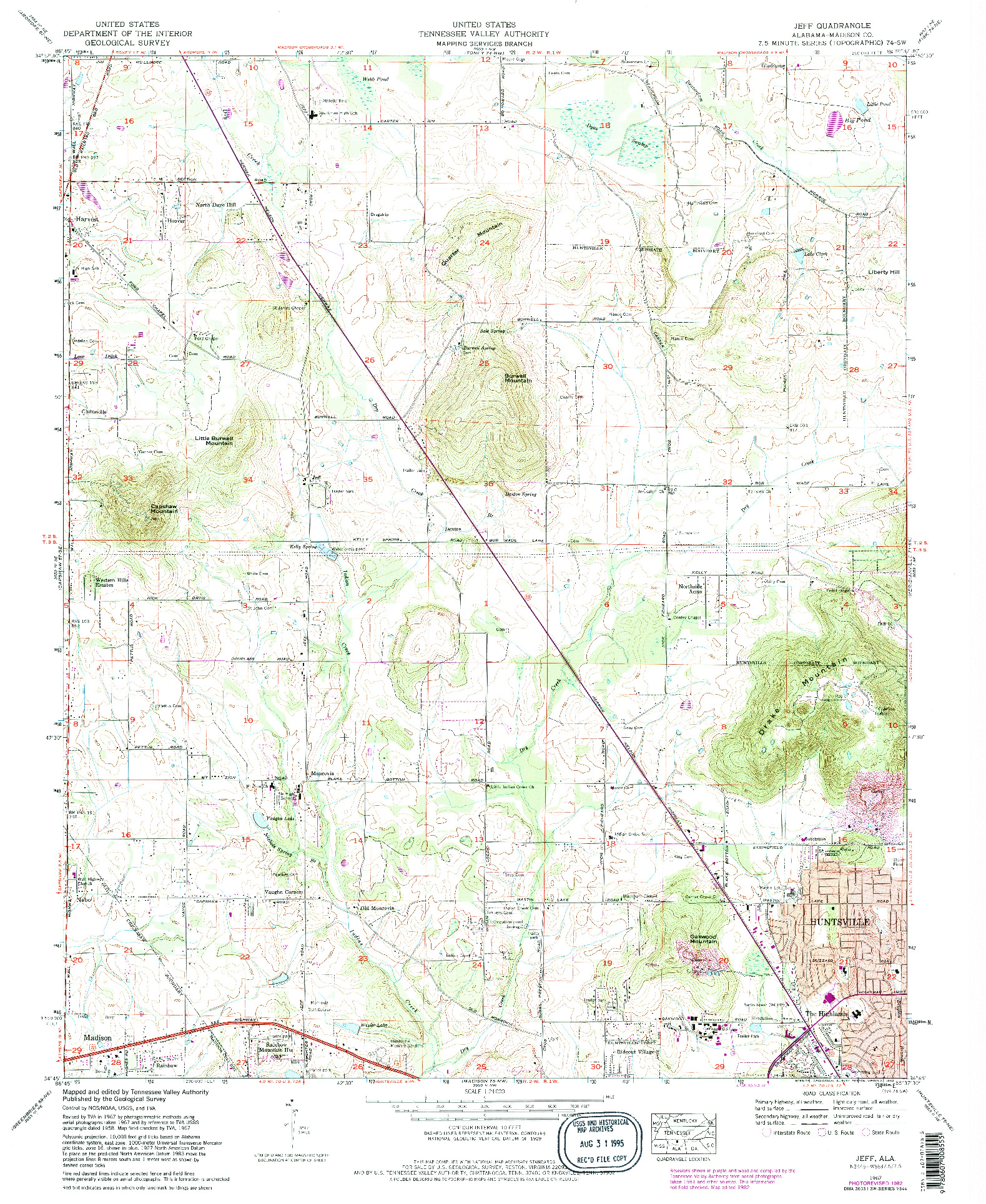 USGS 1:24000-SCALE QUADRANGLE FOR JEFF, AL 1967