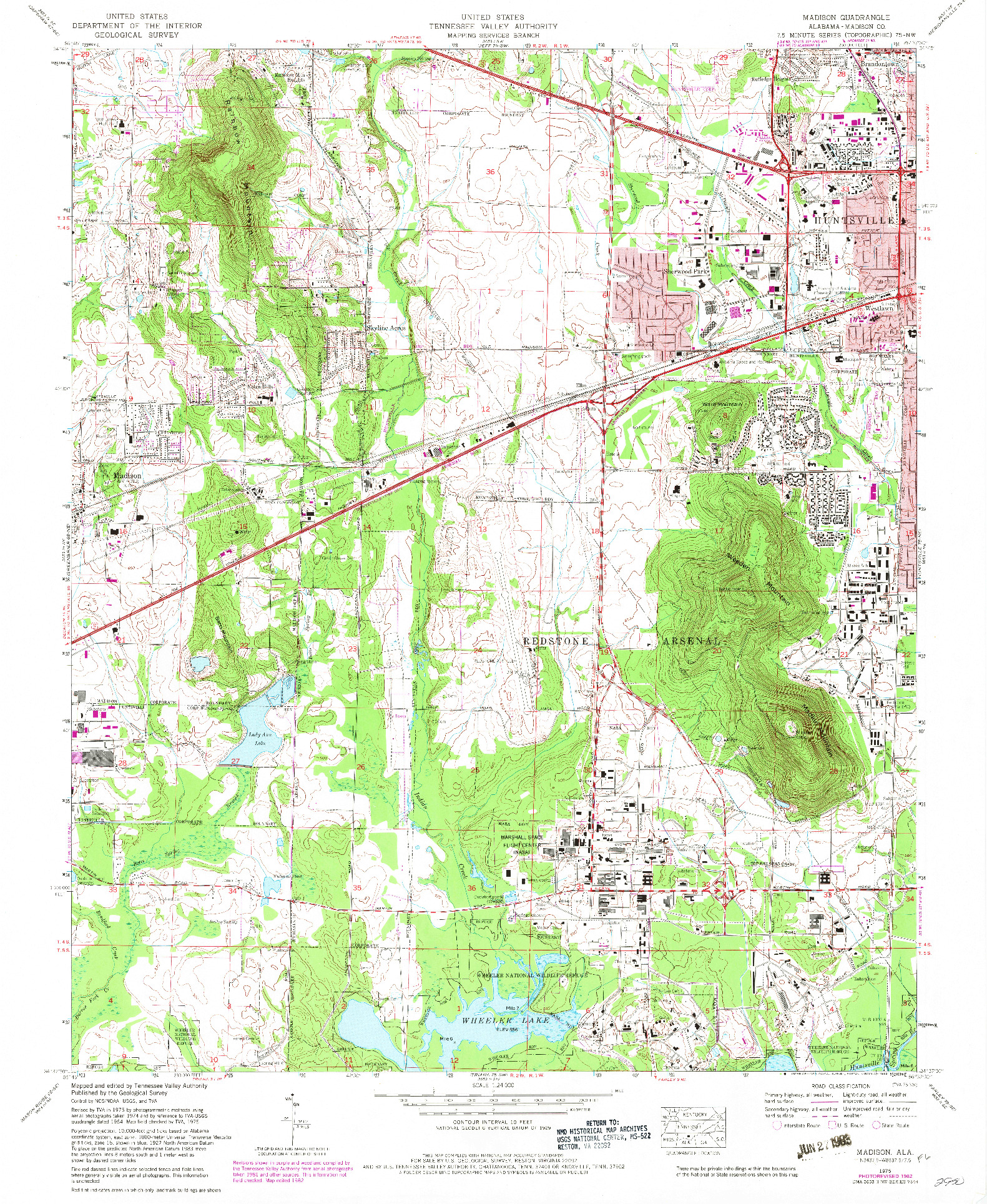 USGS 1:24000-SCALE QUADRANGLE FOR MADISON, AL 1975