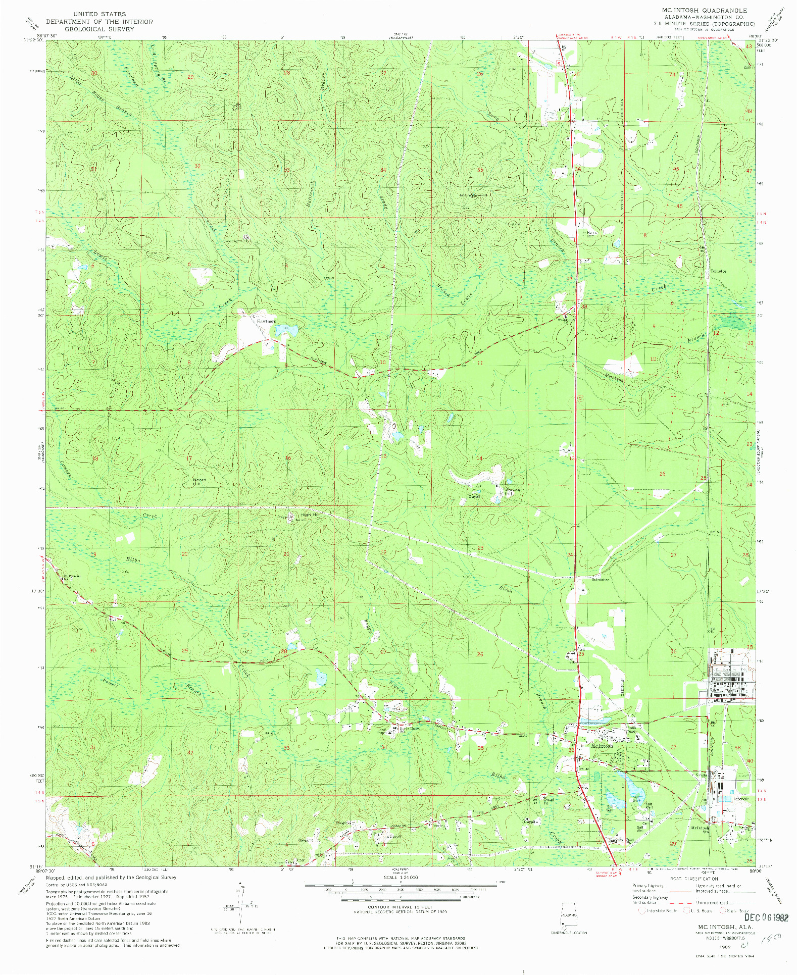 USGS 1:24000-SCALE QUADRANGLE FOR MC INTOSH, AL 1982