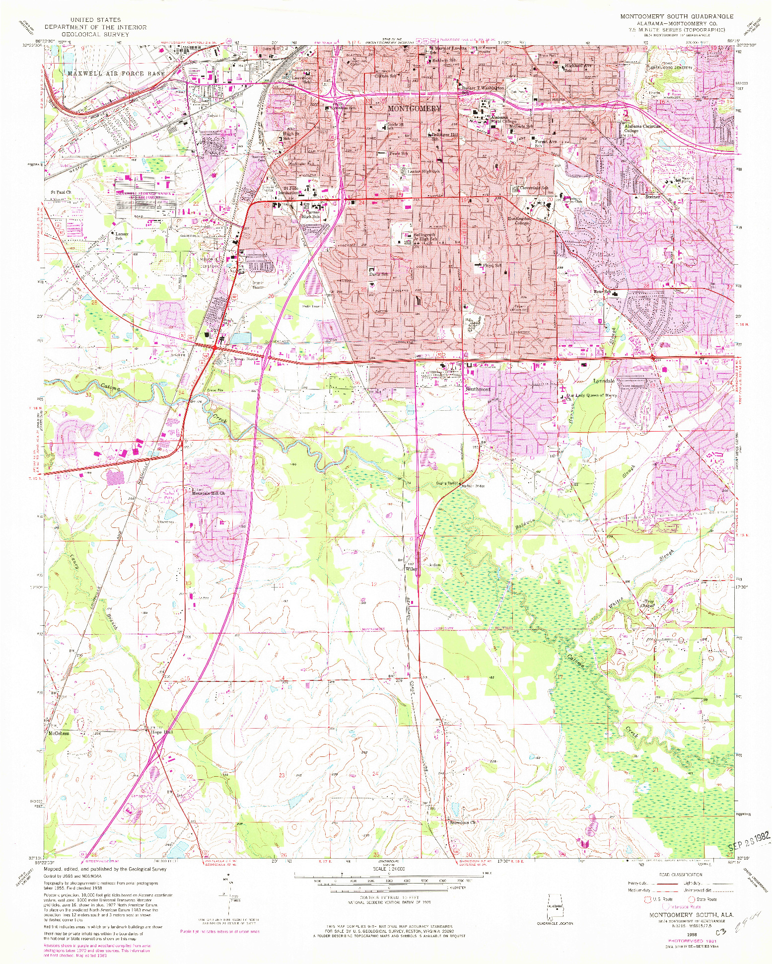 USGS 1:24000-SCALE QUADRANGLE FOR MONTGOMERY SOUTH, AL 1958