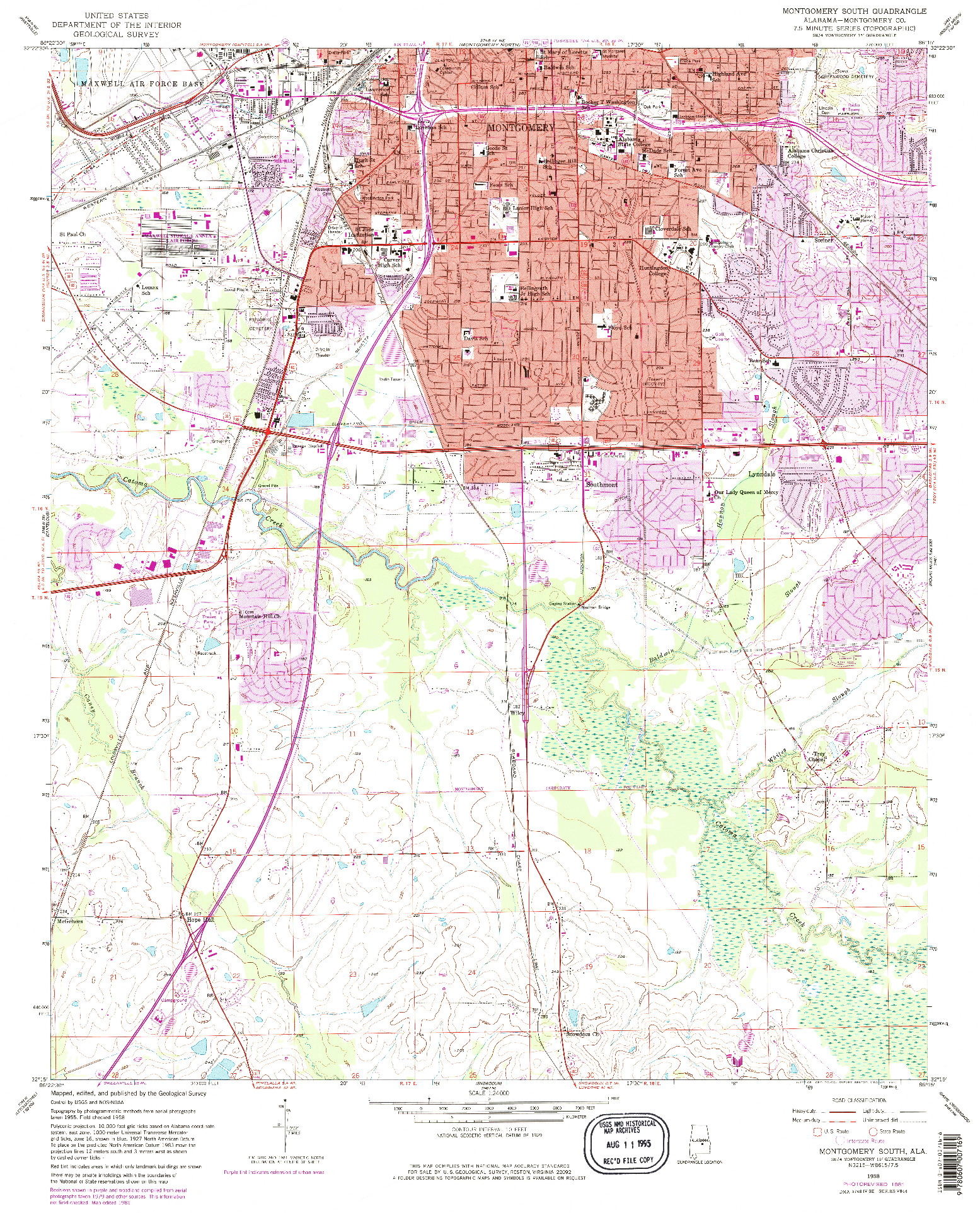 USGS 1:24000-SCALE QUADRANGLE FOR MONTGOMERY SOUTH, AL 1958