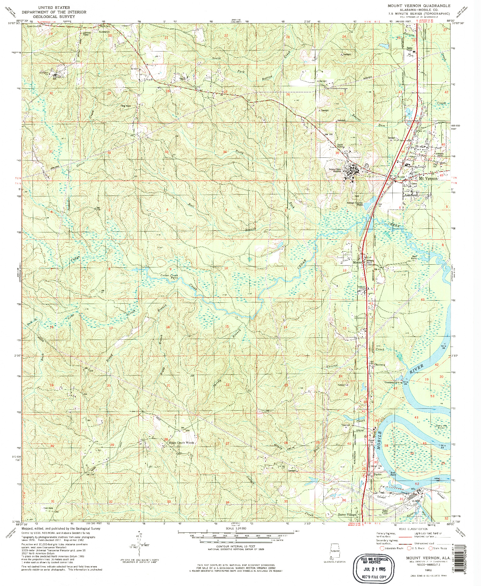 USGS 1:24000-SCALE QUADRANGLE FOR MOUNT VERNON, AL 1982