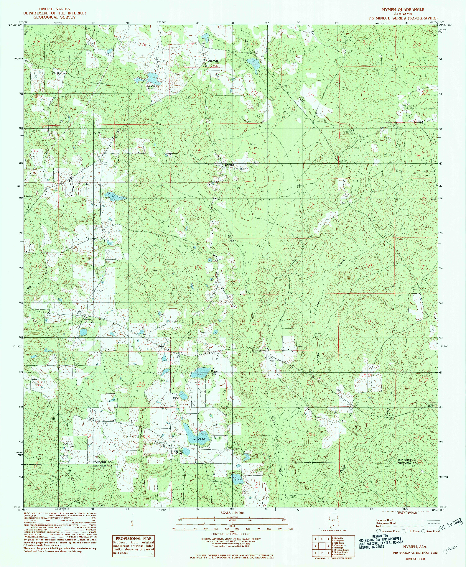 USGS 1:24000-SCALE QUADRANGLE FOR NYMPH, AL 1982