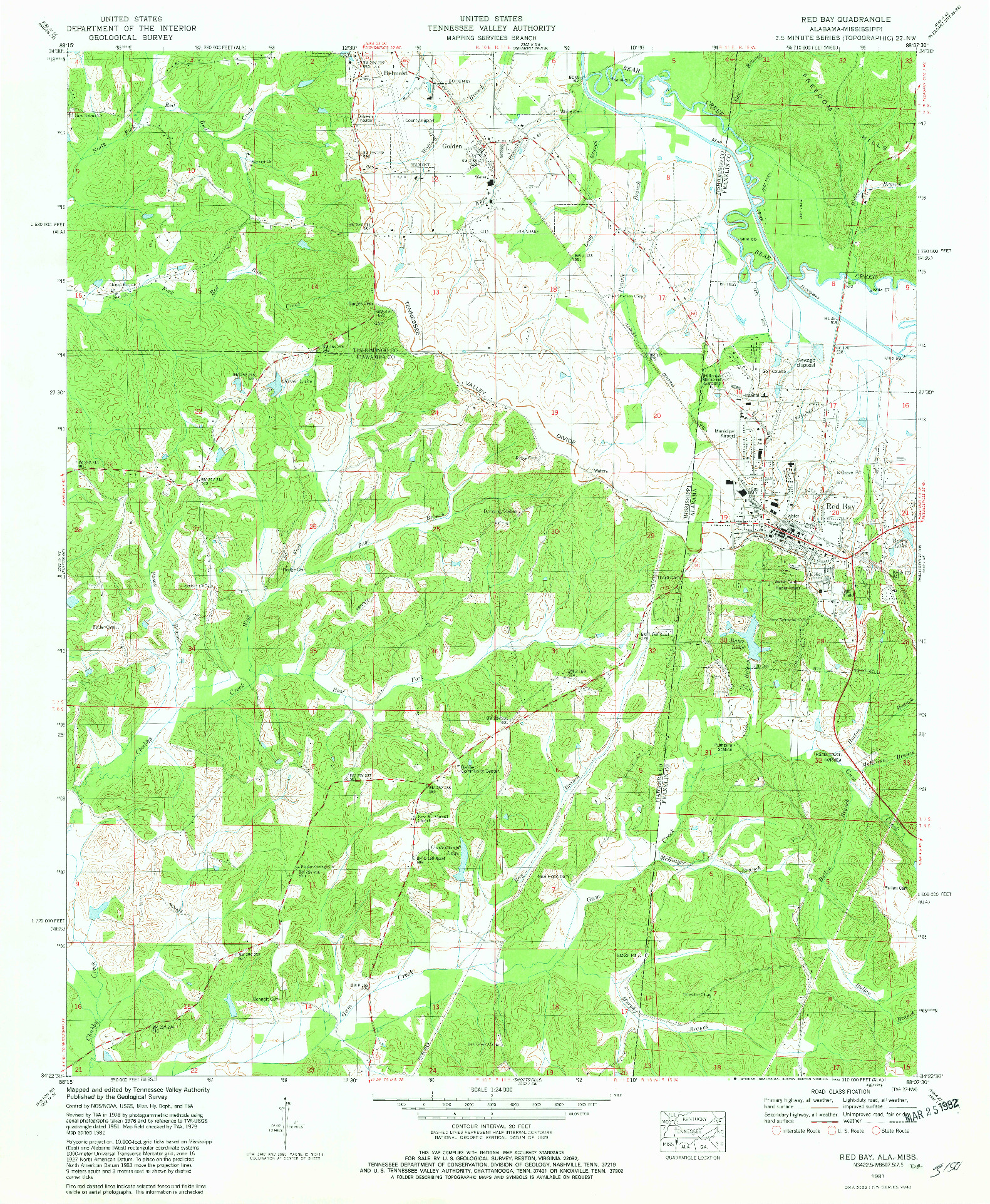 USGS 1:24000-SCALE QUADRANGLE FOR RED BAY, AL 1981