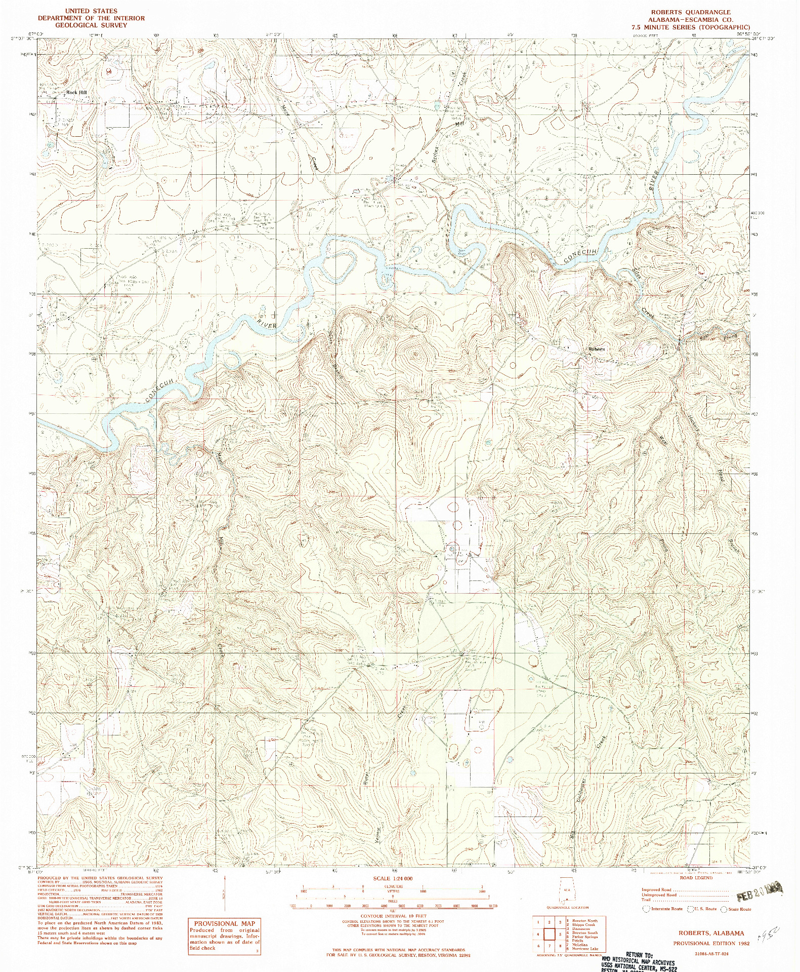 USGS 1:24000-SCALE QUADRANGLE FOR ROBERTS, AL 1982