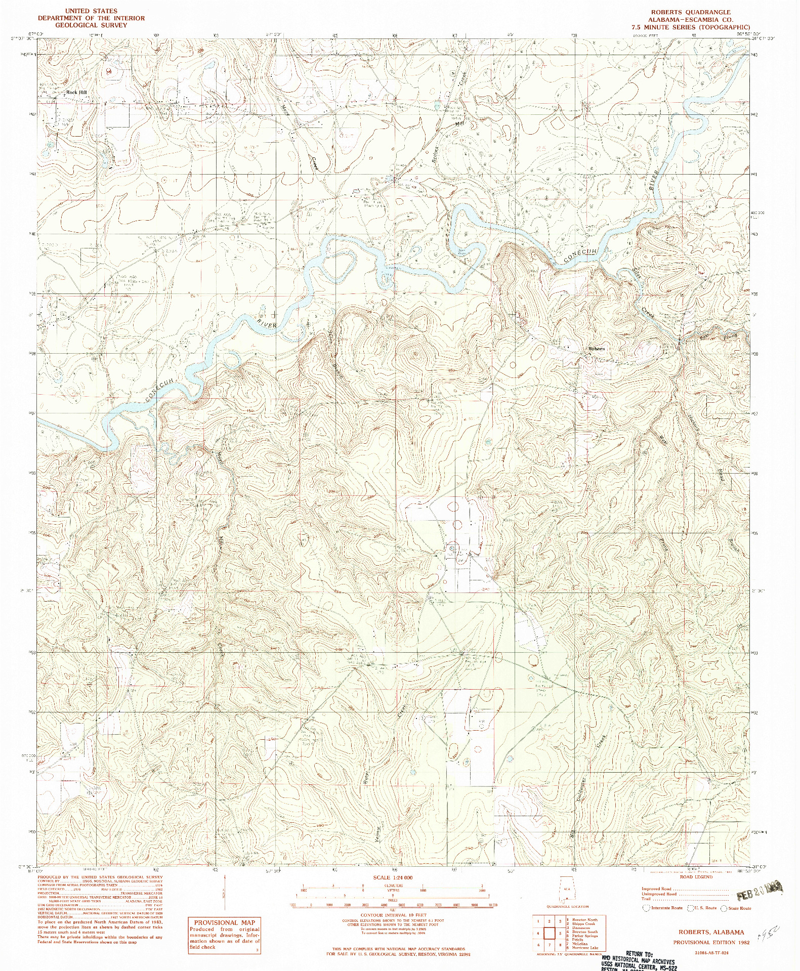 USGS 1:24000-SCALE QUADRANGLE FOR ROBERTS, AL 1982