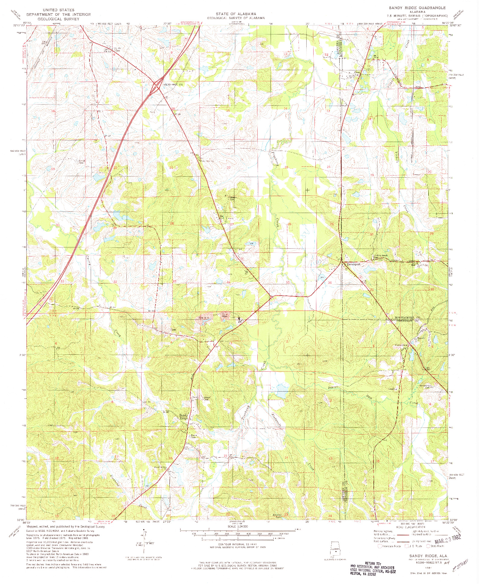 USGS 1:24000-SCALE QUADRANGLE FOR SANDY RIDGE, AL 1981