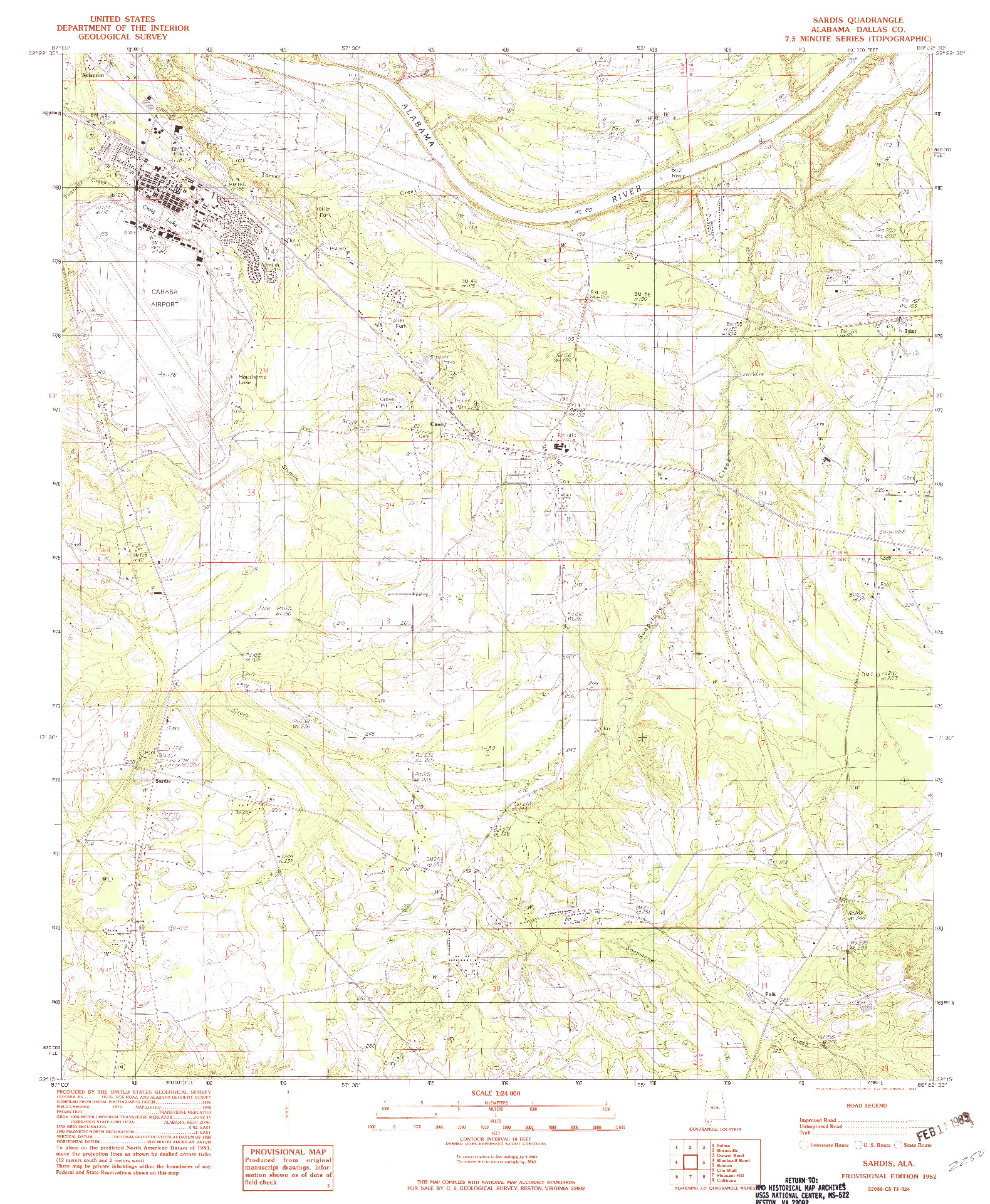 USGS 1:24000-SCALE QUADRANGLE FOR SARDIS, AL 1982
