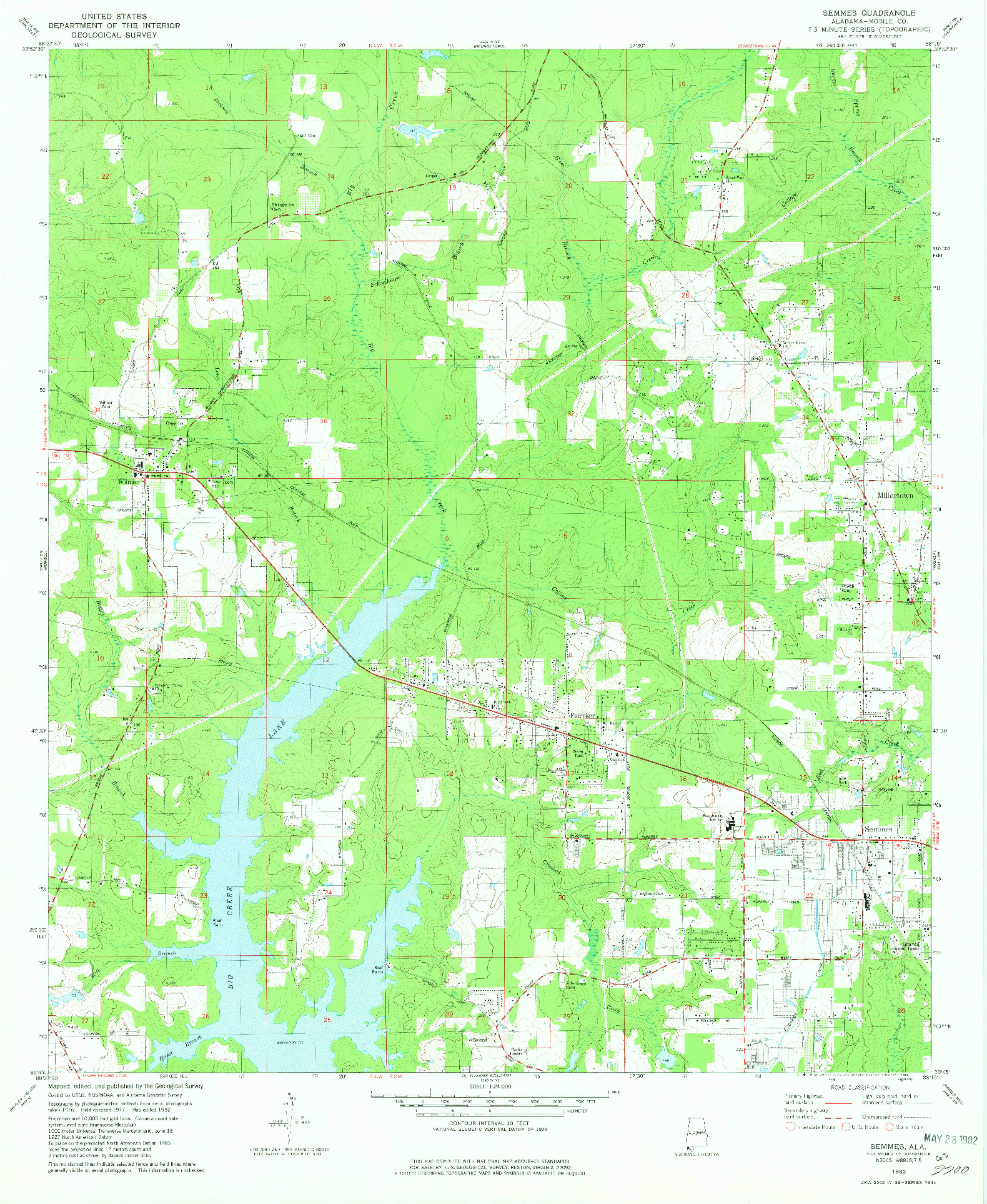 USGS 1:24000-SCALE QUADRANGLE FOR SEMMES, AL 1982